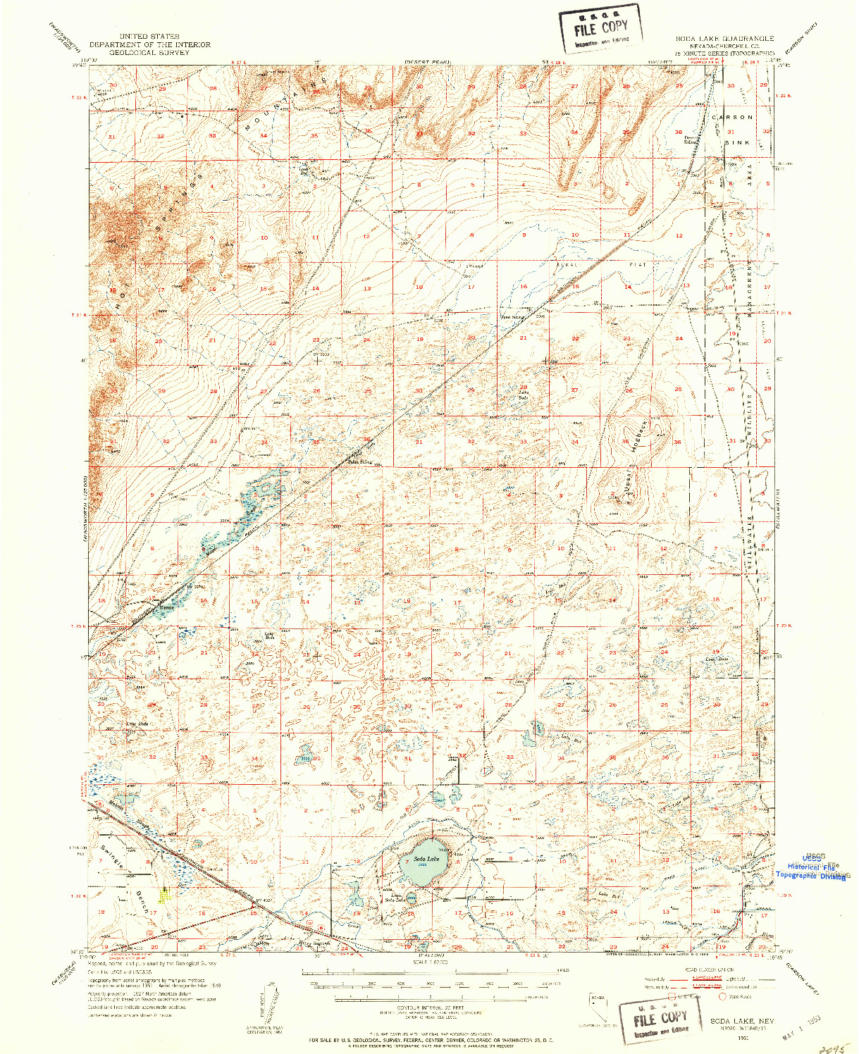 USGS 1:62500-SCALE QUADRANGLE FOR SODA LAKE, NV 1951