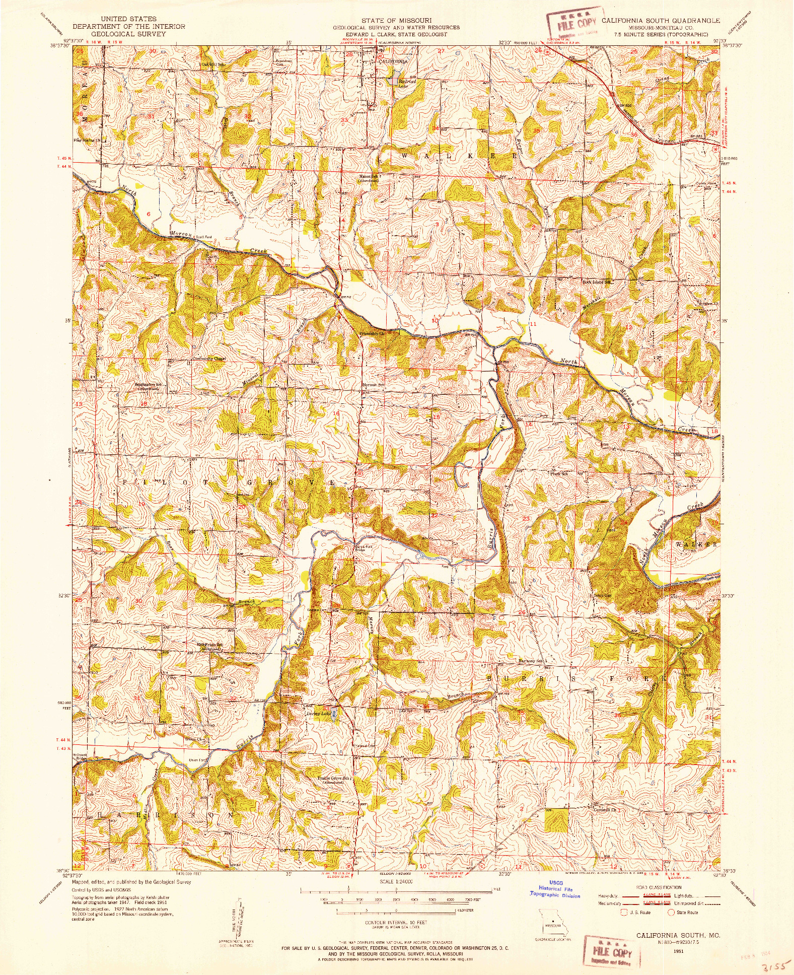 USGS 1:24000-SCALE QUADRANGLE FOR CALIFORNIA SOUTH, MO 1951