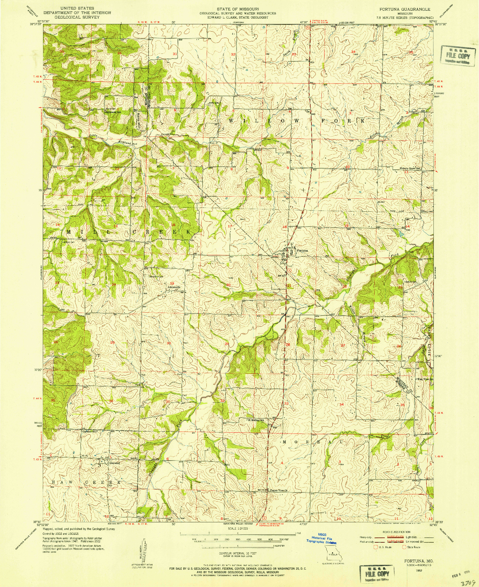 USGS 1:24000-SCALE QUADRANGLE FOR FORTUNA, MO 1952