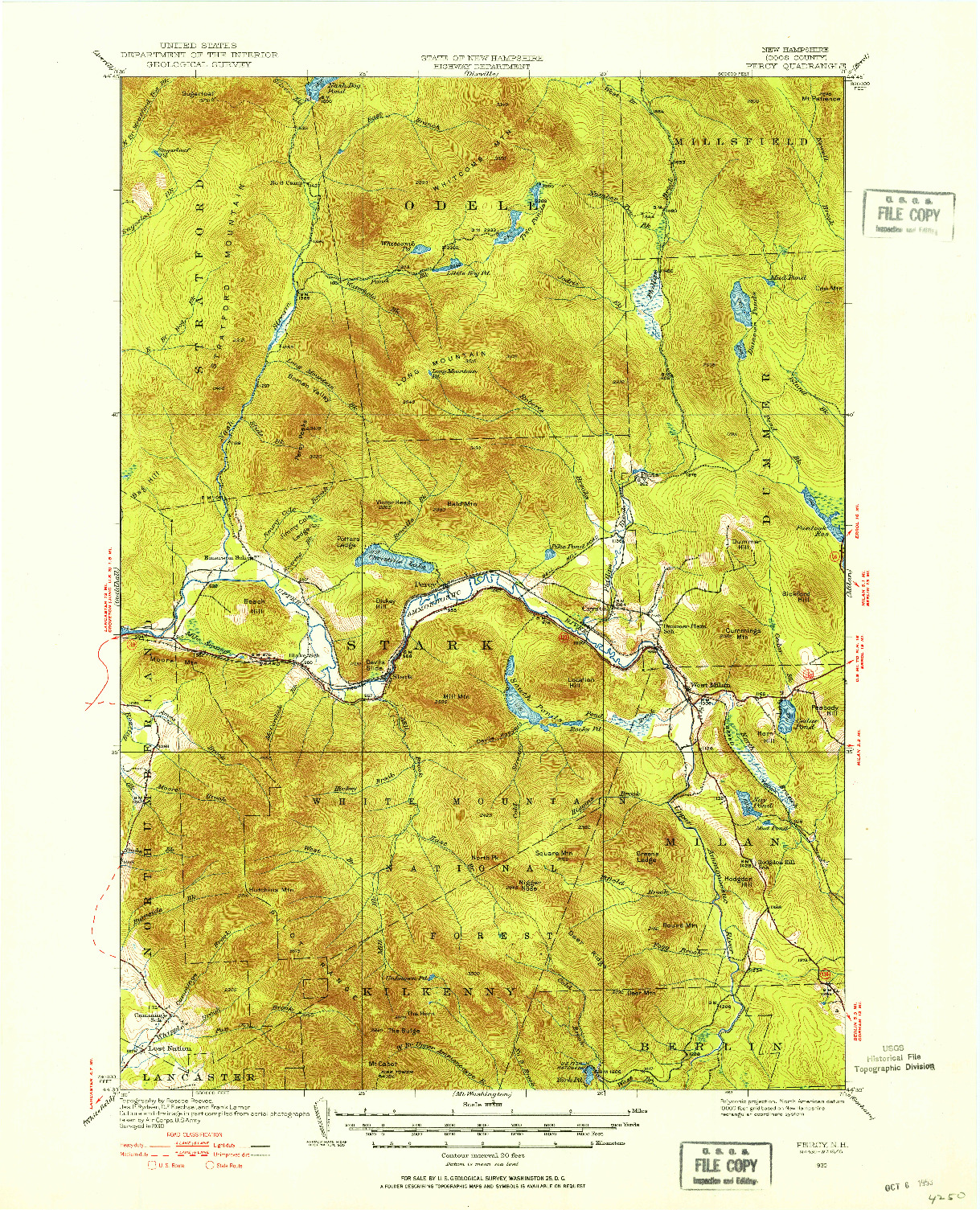 USGS 1:62500-SCALE QUADRANGLE FOR PERCY, NH 1930