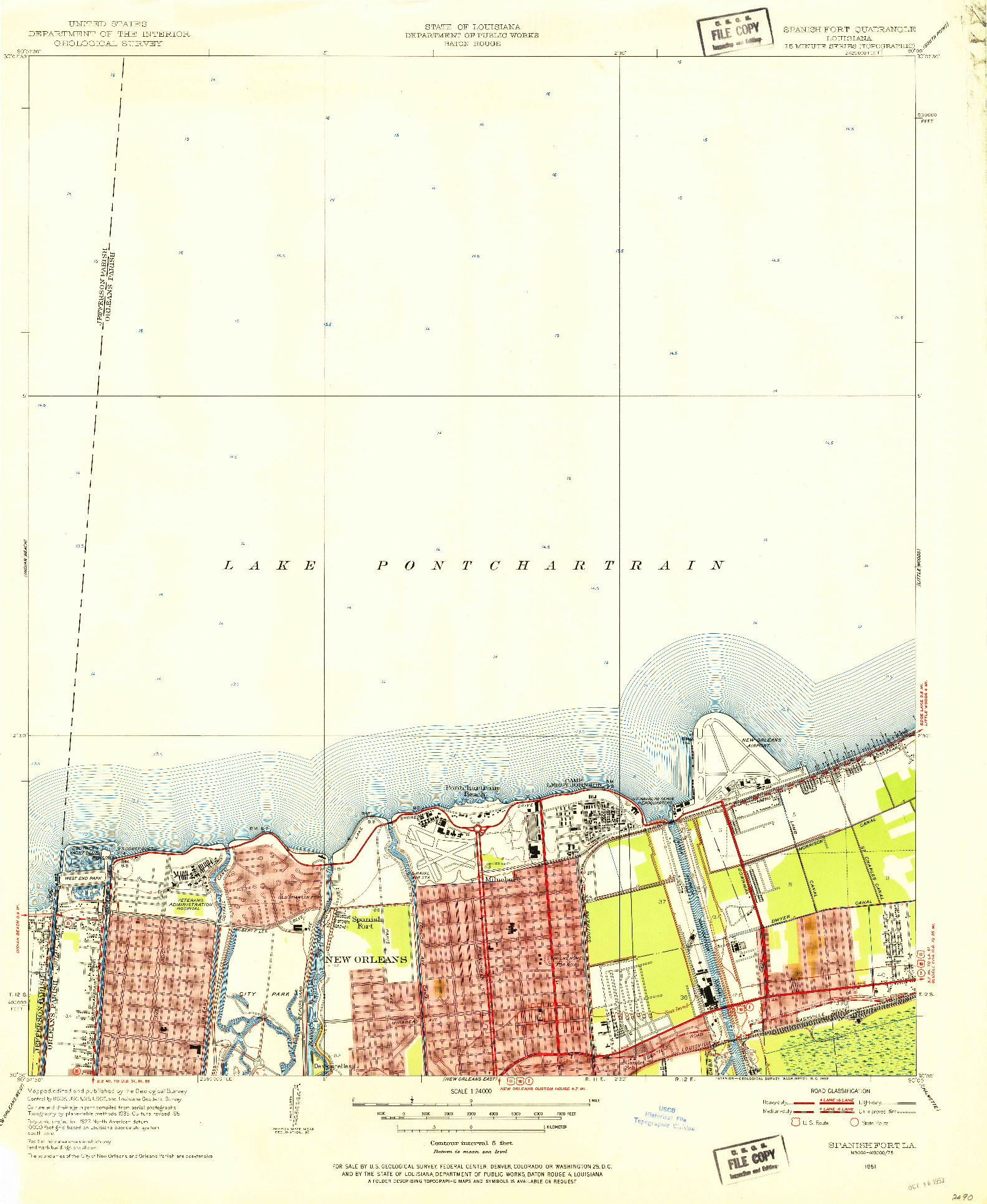 USGS 1:24000-SCALE QUADRANGLE FOR SPANISH FORT, LA 1951