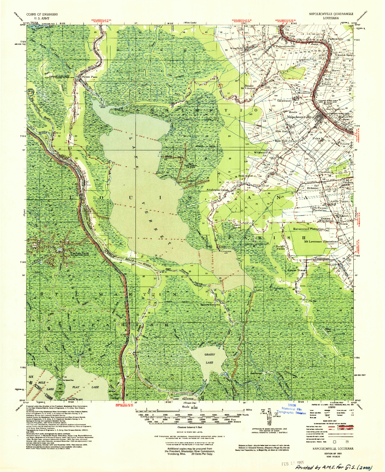 USGS 1:62500-SCALE QUADRANGLE FOR NAPOLEONVILLE, LA 1953