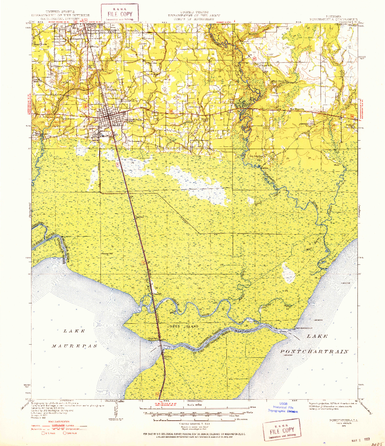 USGS 1:62500-SCALE QUADRANGLE FOR PONCHATOULA, LA 1951
