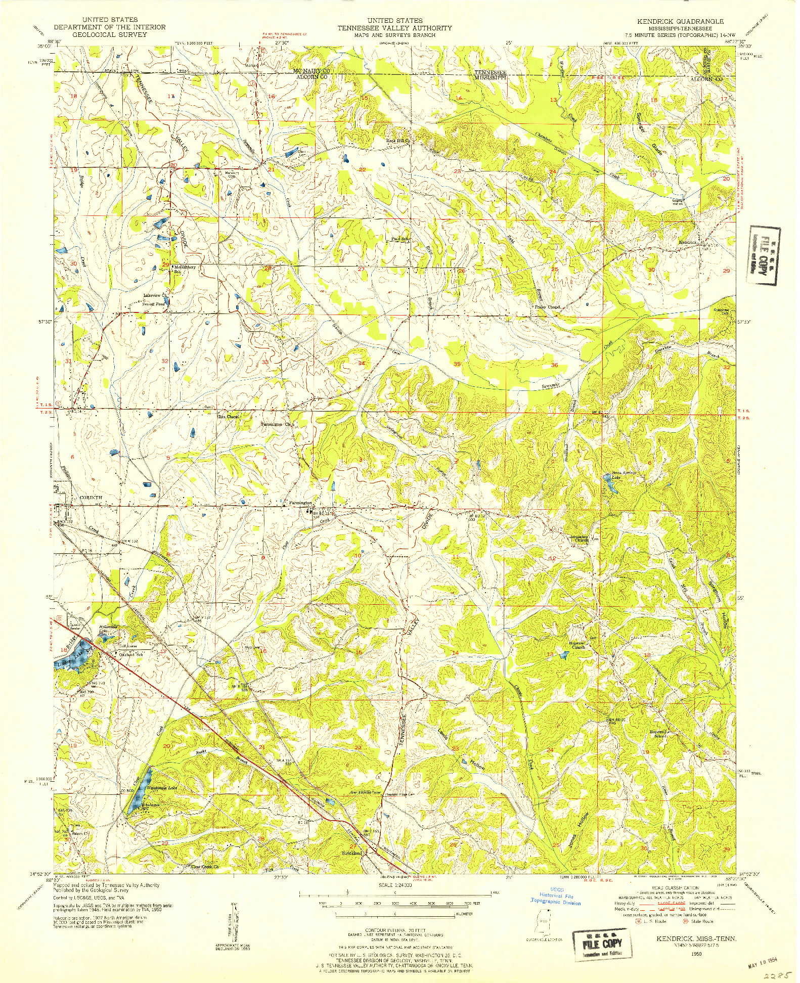 USGS 1:24000-SCALE QUADRANGLE FOR KENDRICK, MS 1950