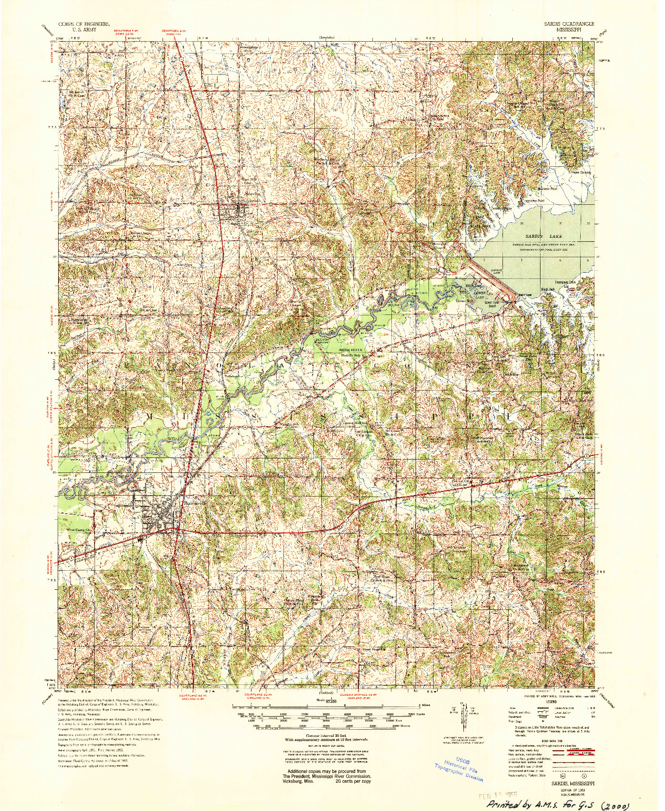 USGS 1:62500-SCALE QUADRANGLE FOR SARDIS, MS 1953