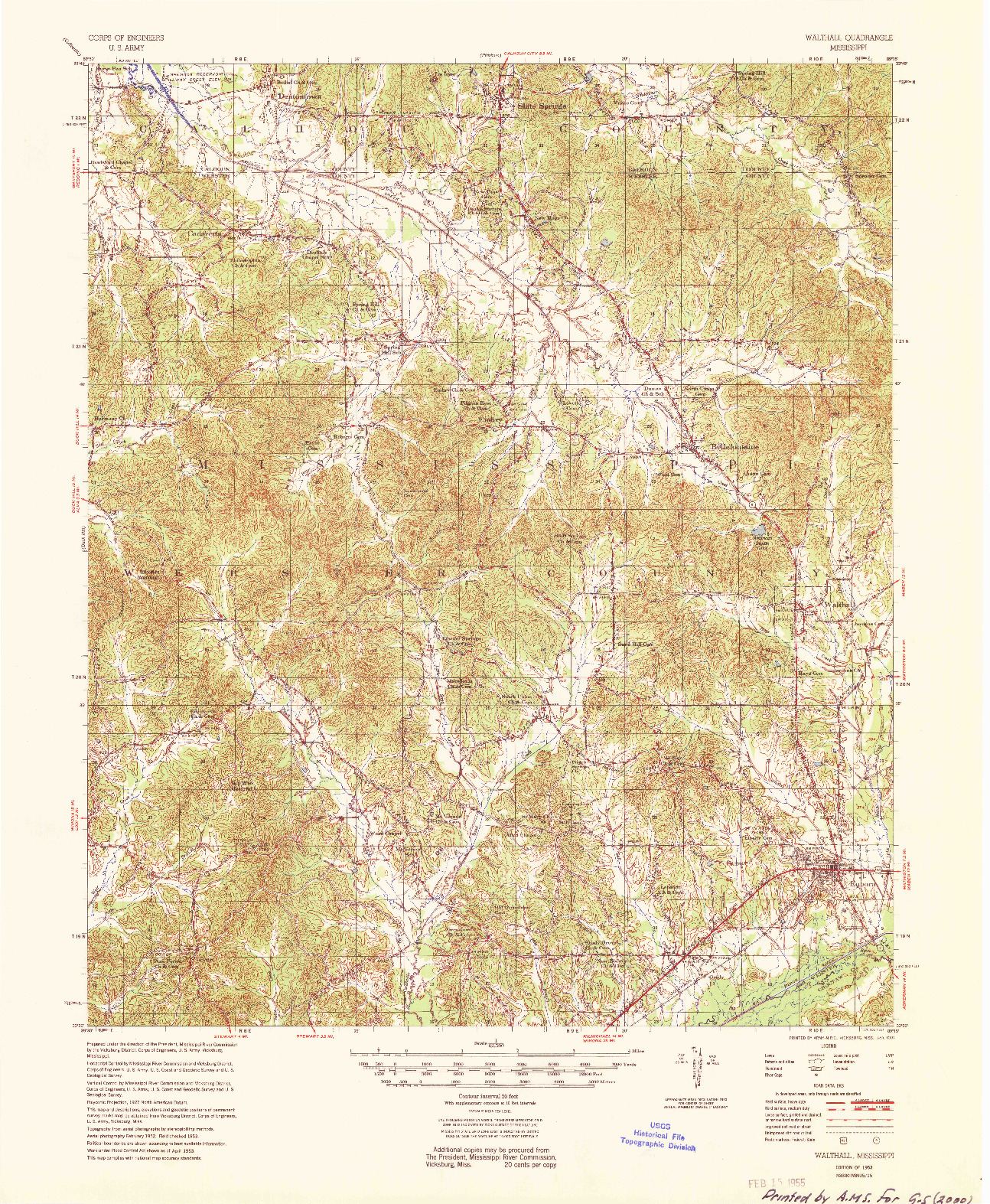 USGS 1:62500-SCALE QUADRANGLE FOR WALTHALL, MS 1953