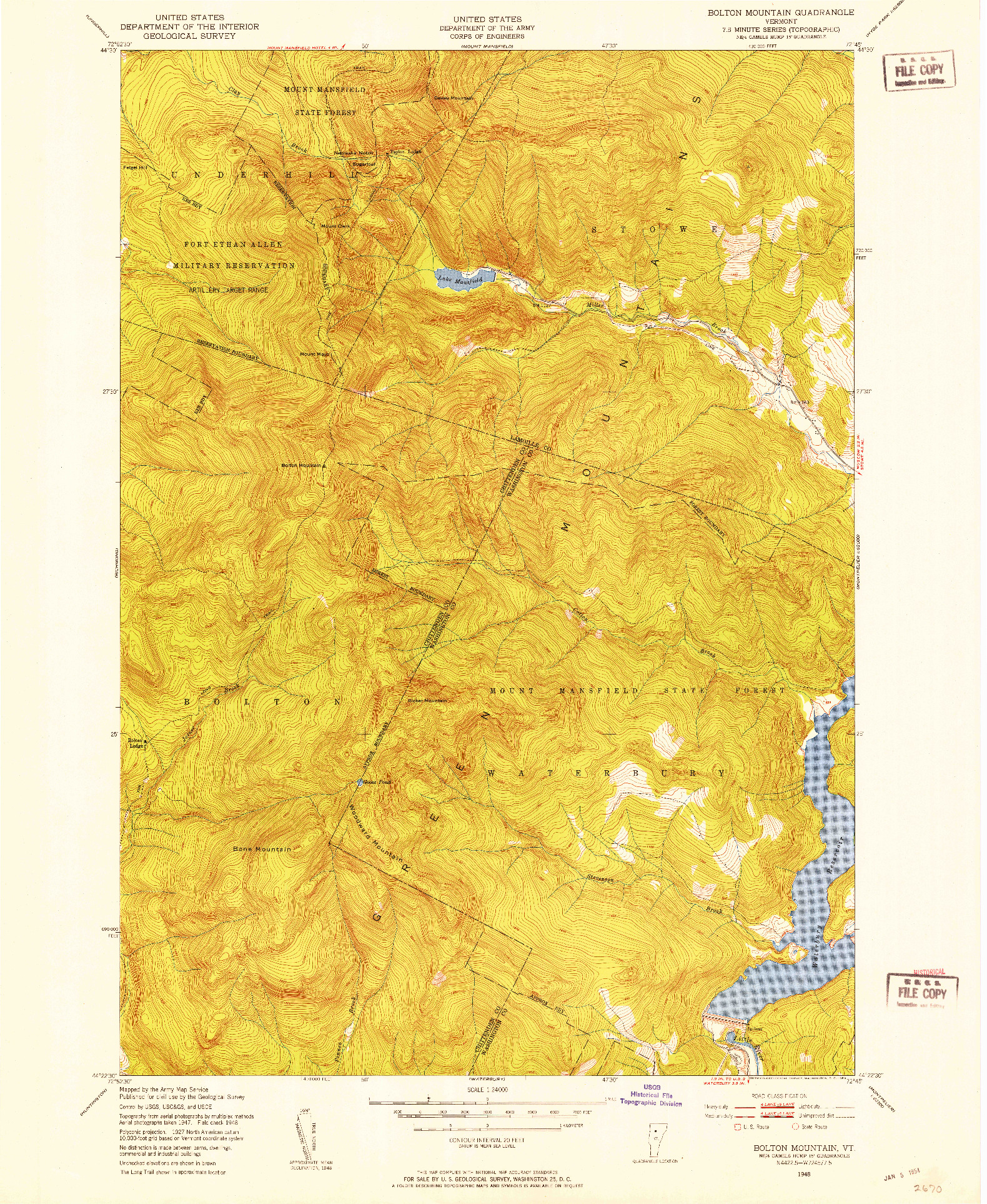 USGS 1:24000-SCALE QUADRANGLE FOR BOLTON MOUNTAIN, VT 1948