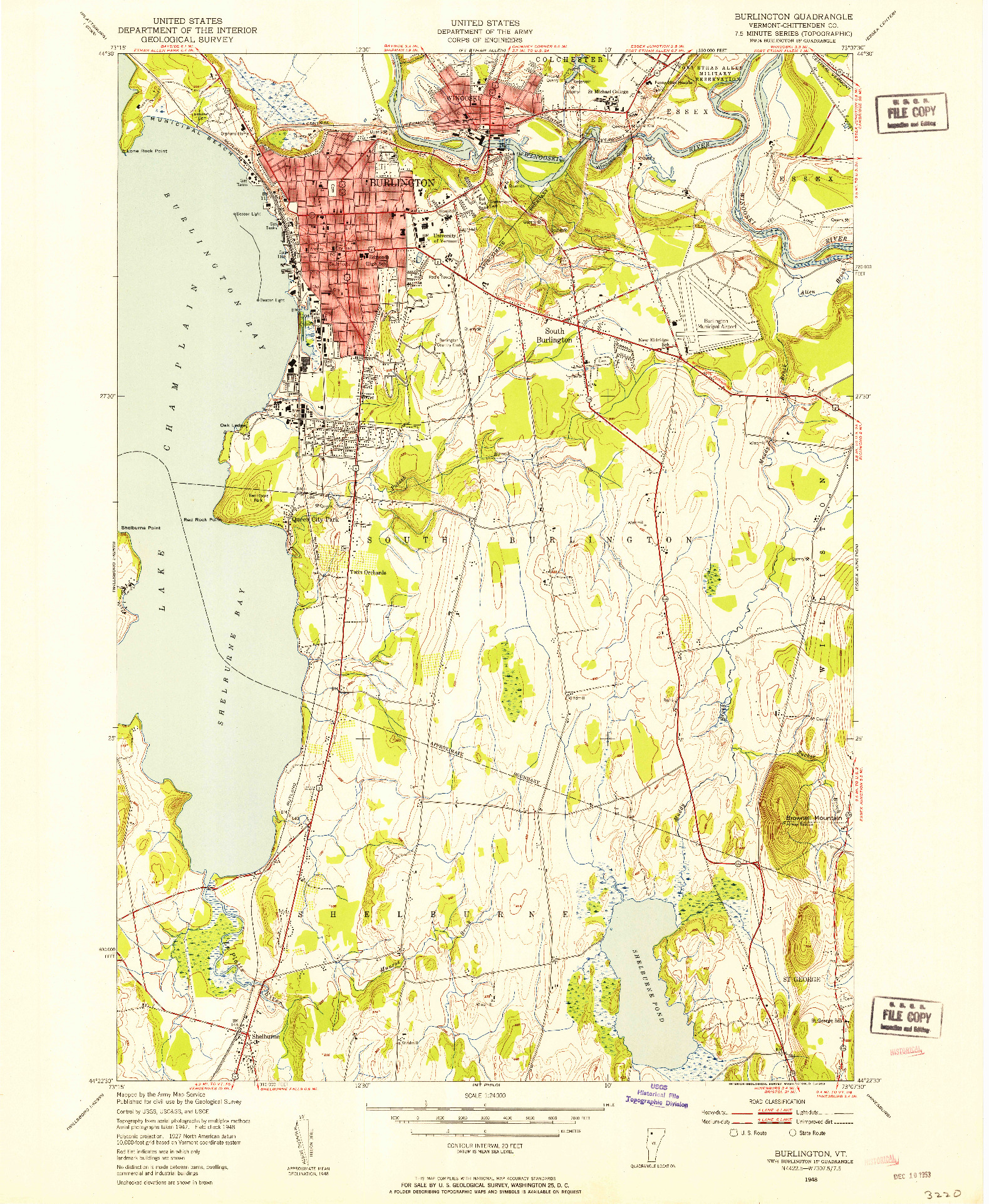 USGS 1:24000-SCALE QUADRANGLE FOR BURLINGTON, VT 1948