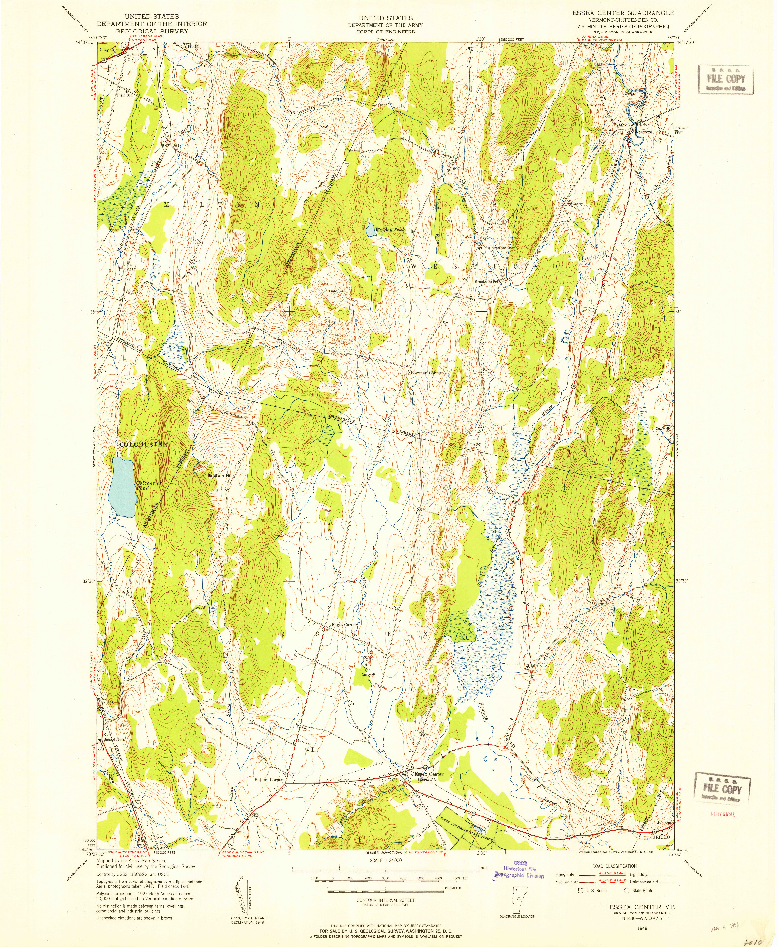 USGS 1:24000-SCALE QUADRANGLE FOR ESSEX CENTER, VT 1948