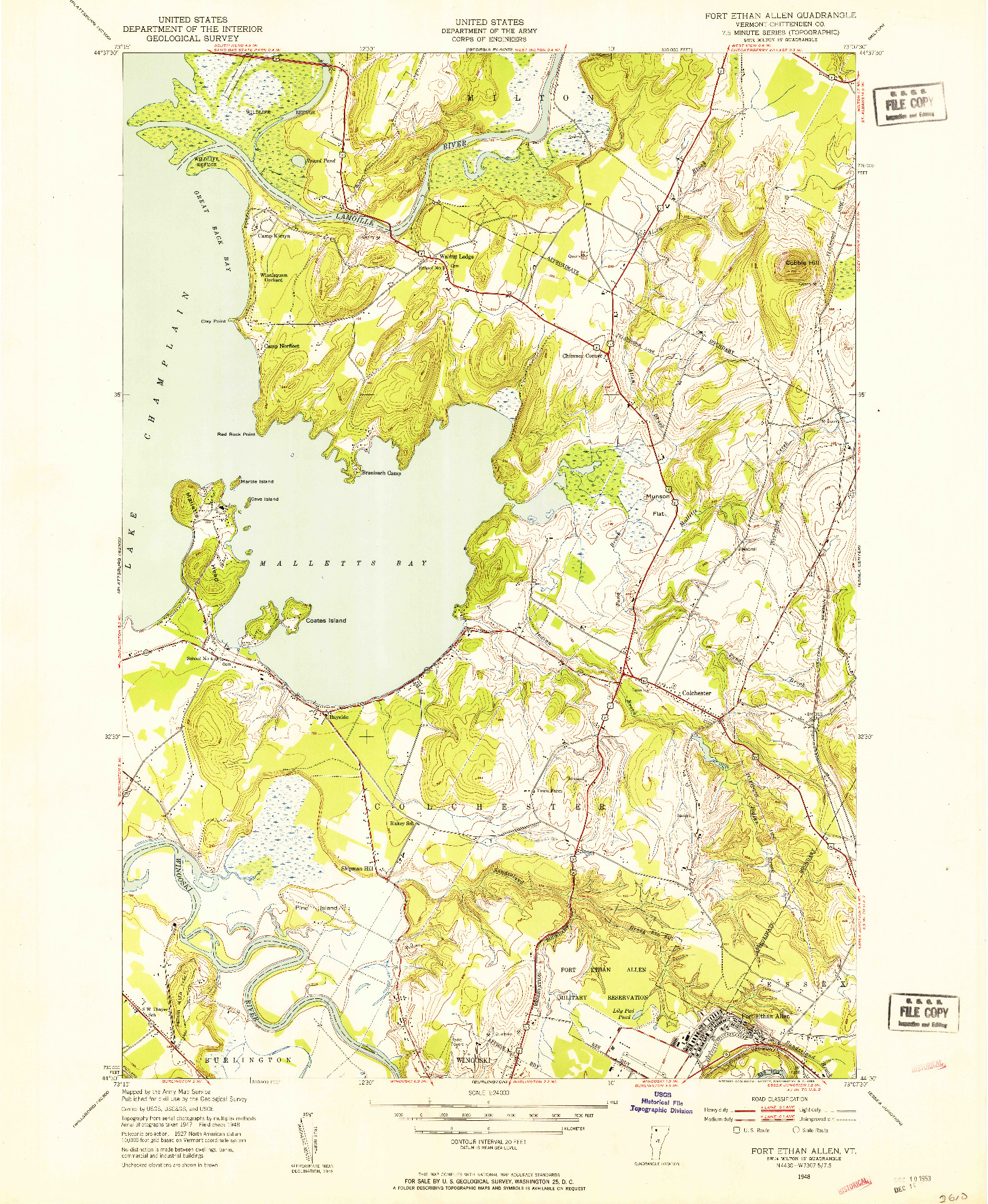USGS 1:24000-SCALE QUADRANGLE FOR FORT ETHAN ALLEN, VT 1948