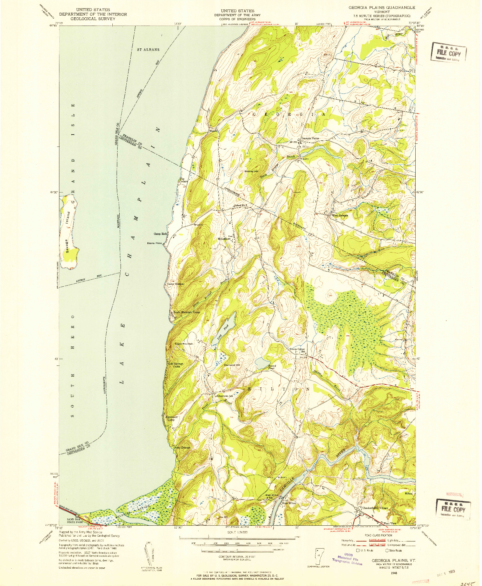USGS 1:24000-SCALE QUADRANGLE FOR GEORGIA PLAINS, VT 1948