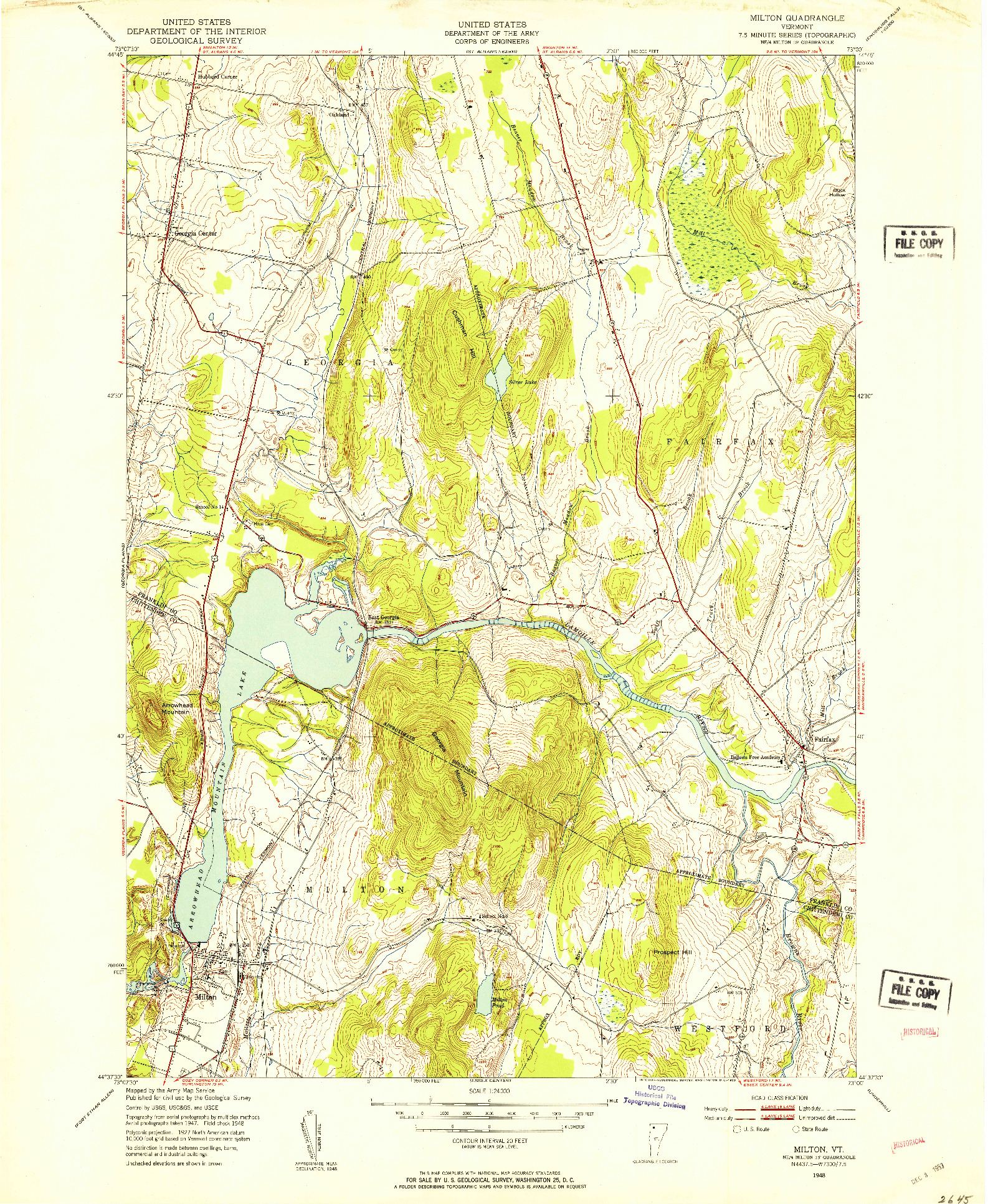 USGS 1:24000-SCALE QUADRANGLE FOR MILTON, VT 1948