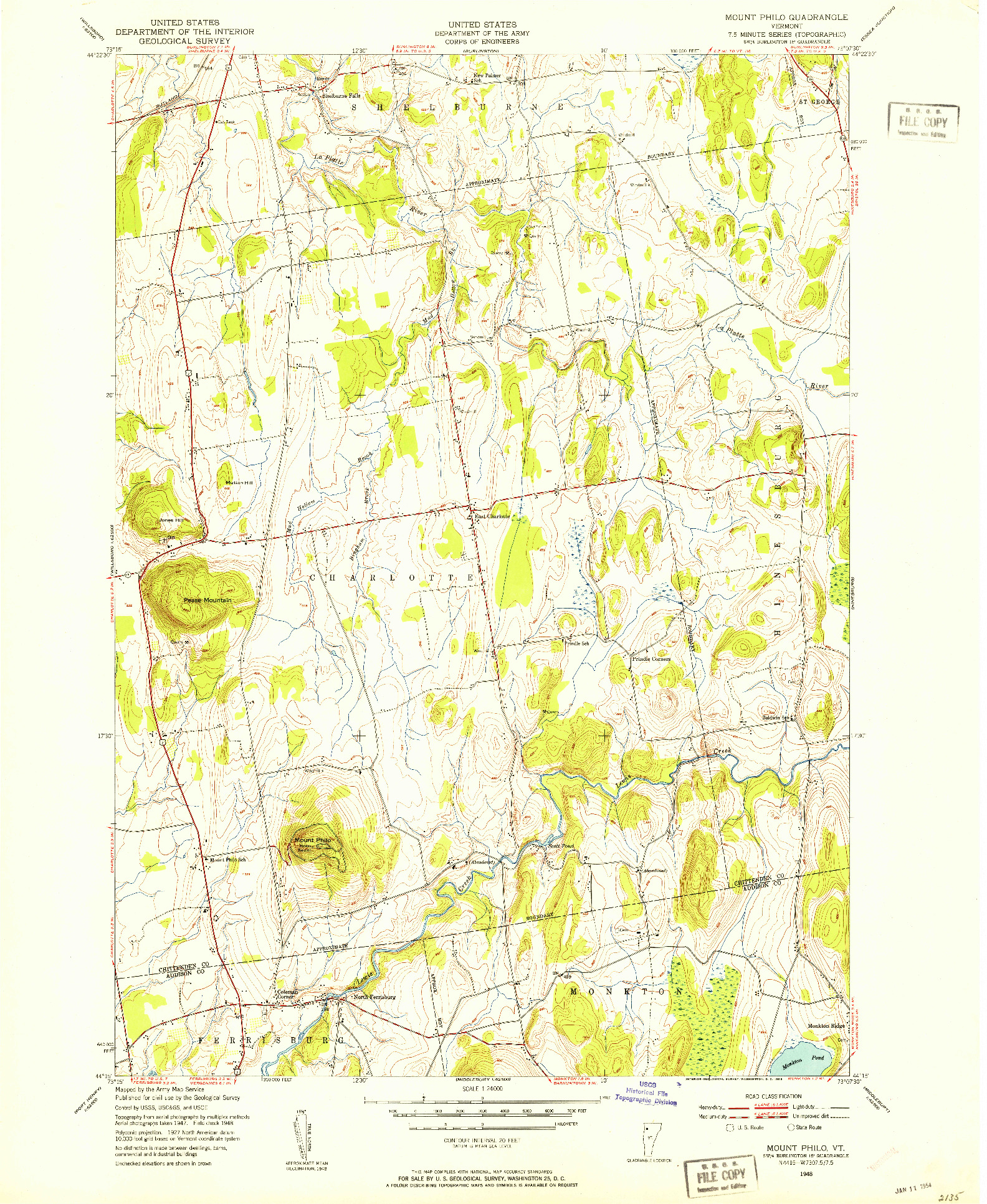 USGS 1:24000-SCALE QUADRANGLE FOR MOUNT PHILO, VT 1948