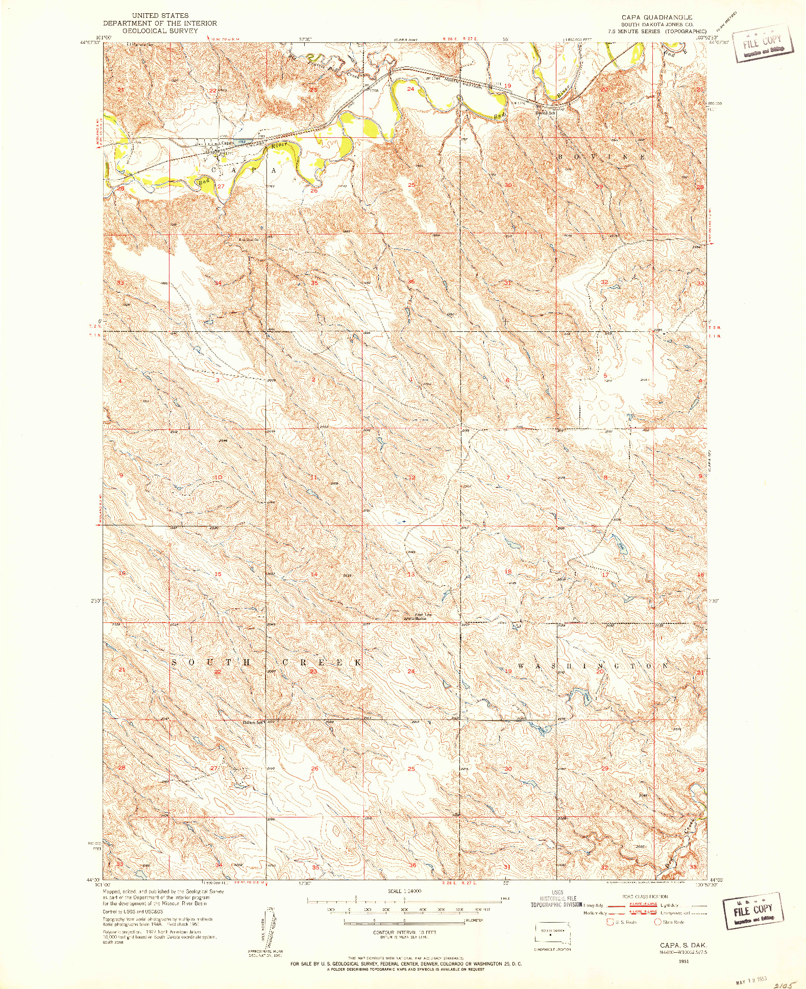 USGS 1:24000-SCALE QUADRANGLE FOR CAPA, SD 1951