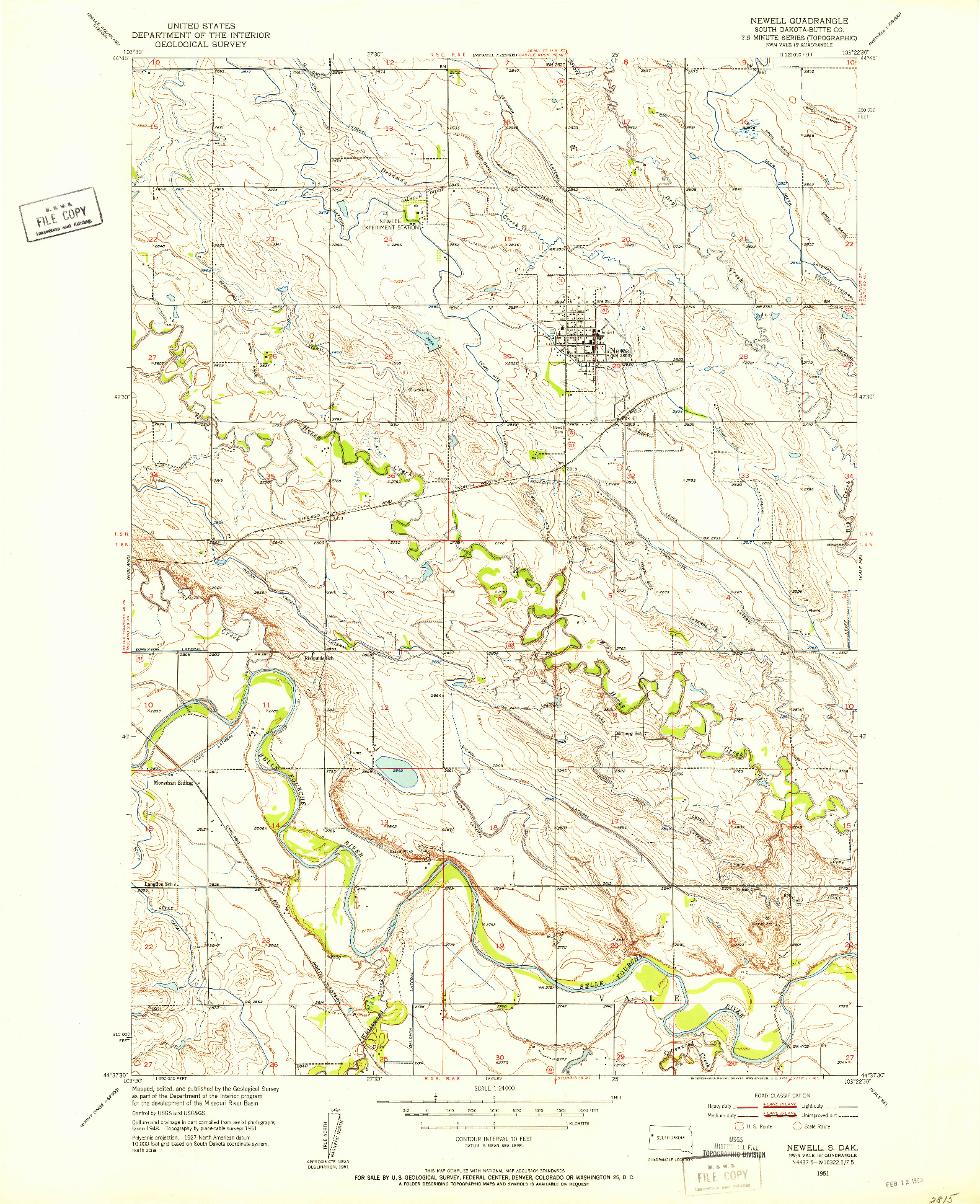 USGS 1:24000-SCALE QUADRANGLE FOR NEWELL, SD 1951