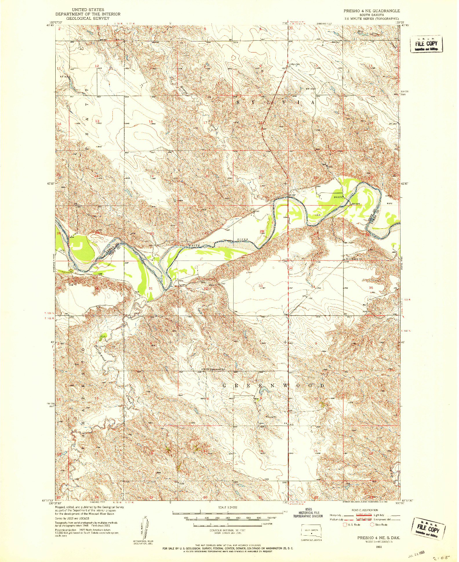 USGS 1:24000-SCALE QUADRANGLE FOR PRESHO 4 NE, SD 1951