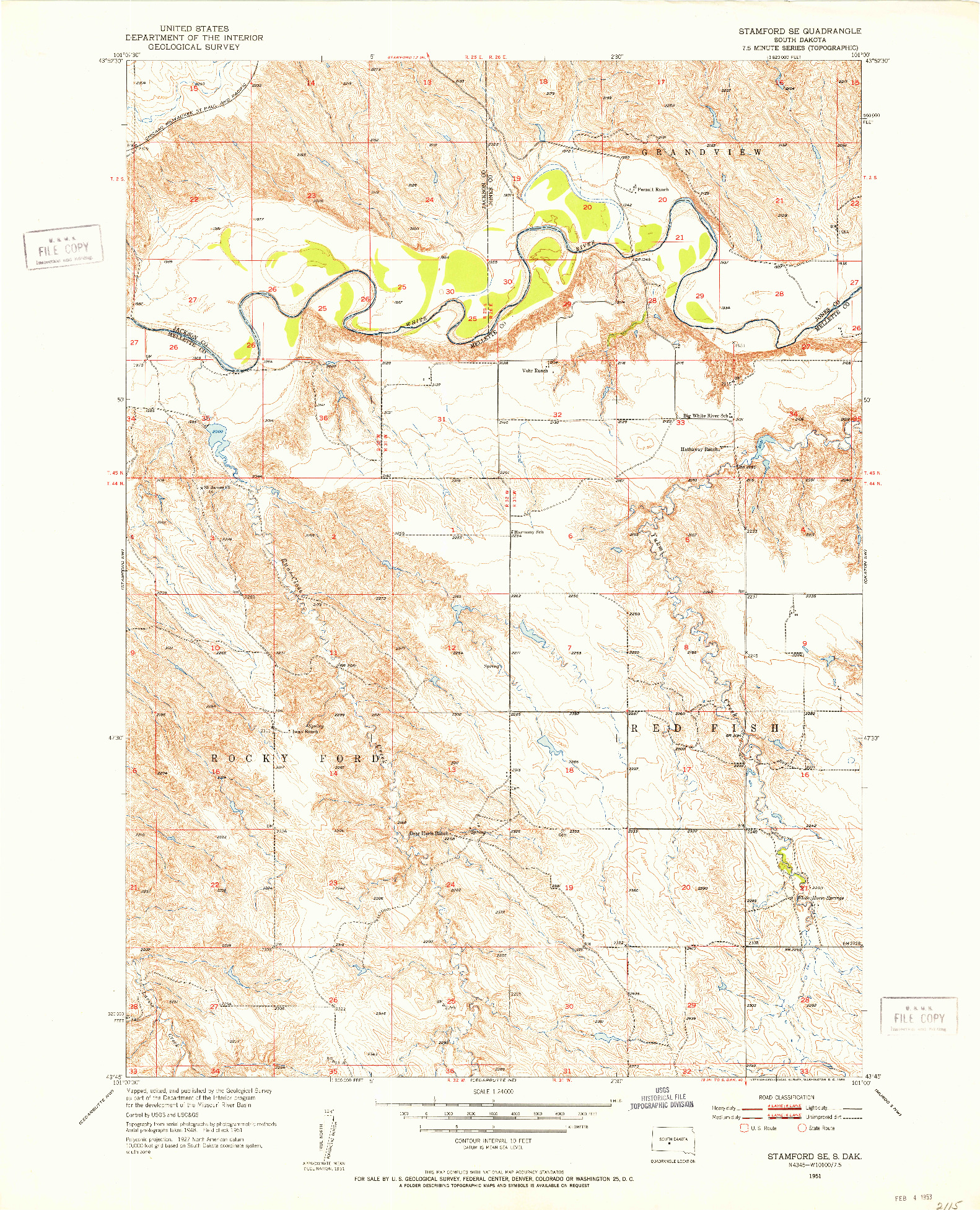 USGS 1:24000-SCALE QUADRANGLE FOR STAMFORD SE, SD 1951