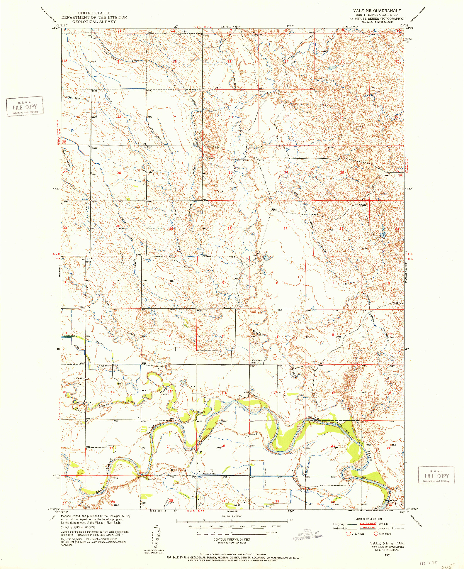 USGS 1:24000-SCALE QUADRANGLE FOR VALE NE, SD 1951