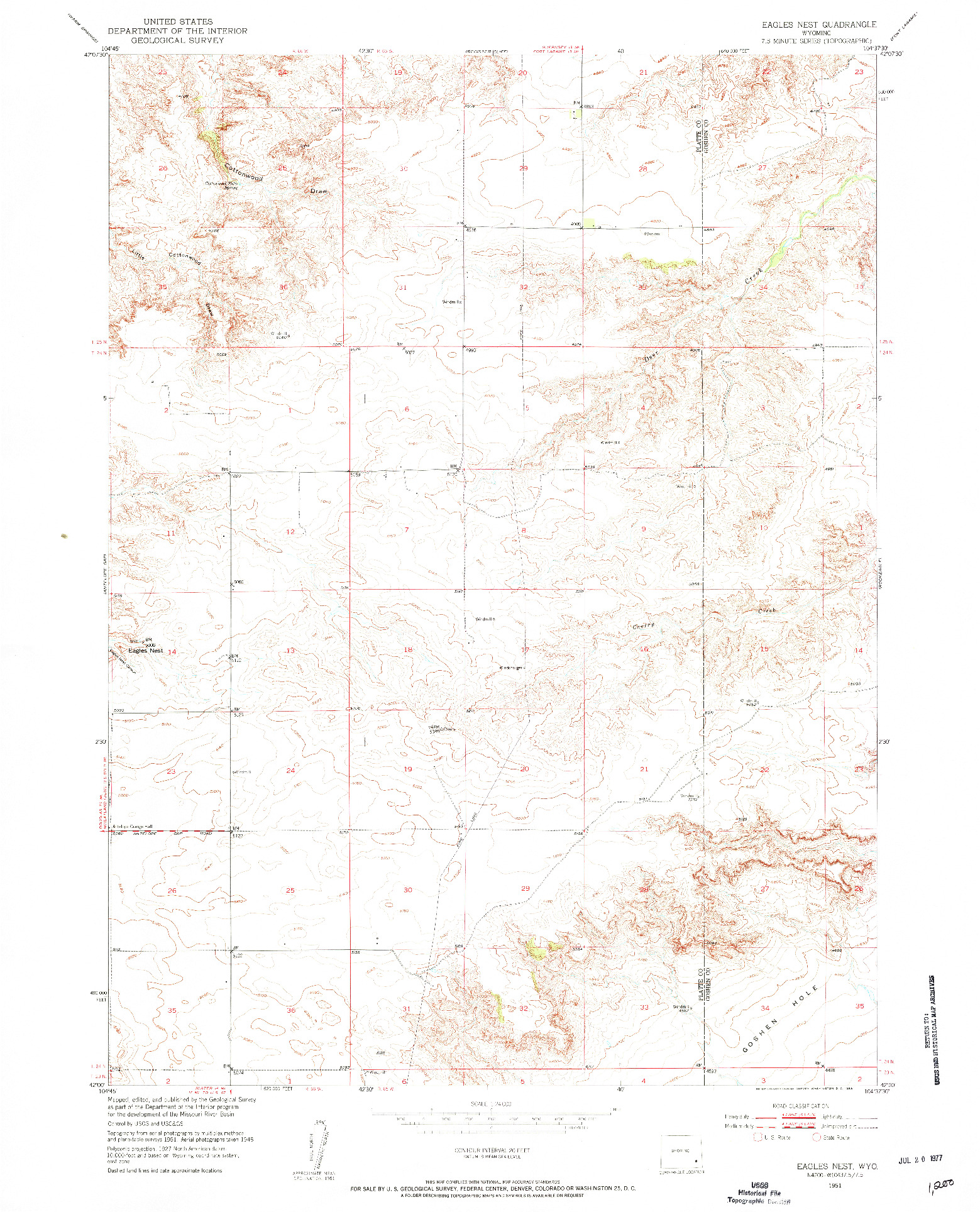 USGS 1:24000-SCALE QUADRANGLE FOR EAGLES NEST, WY 1951