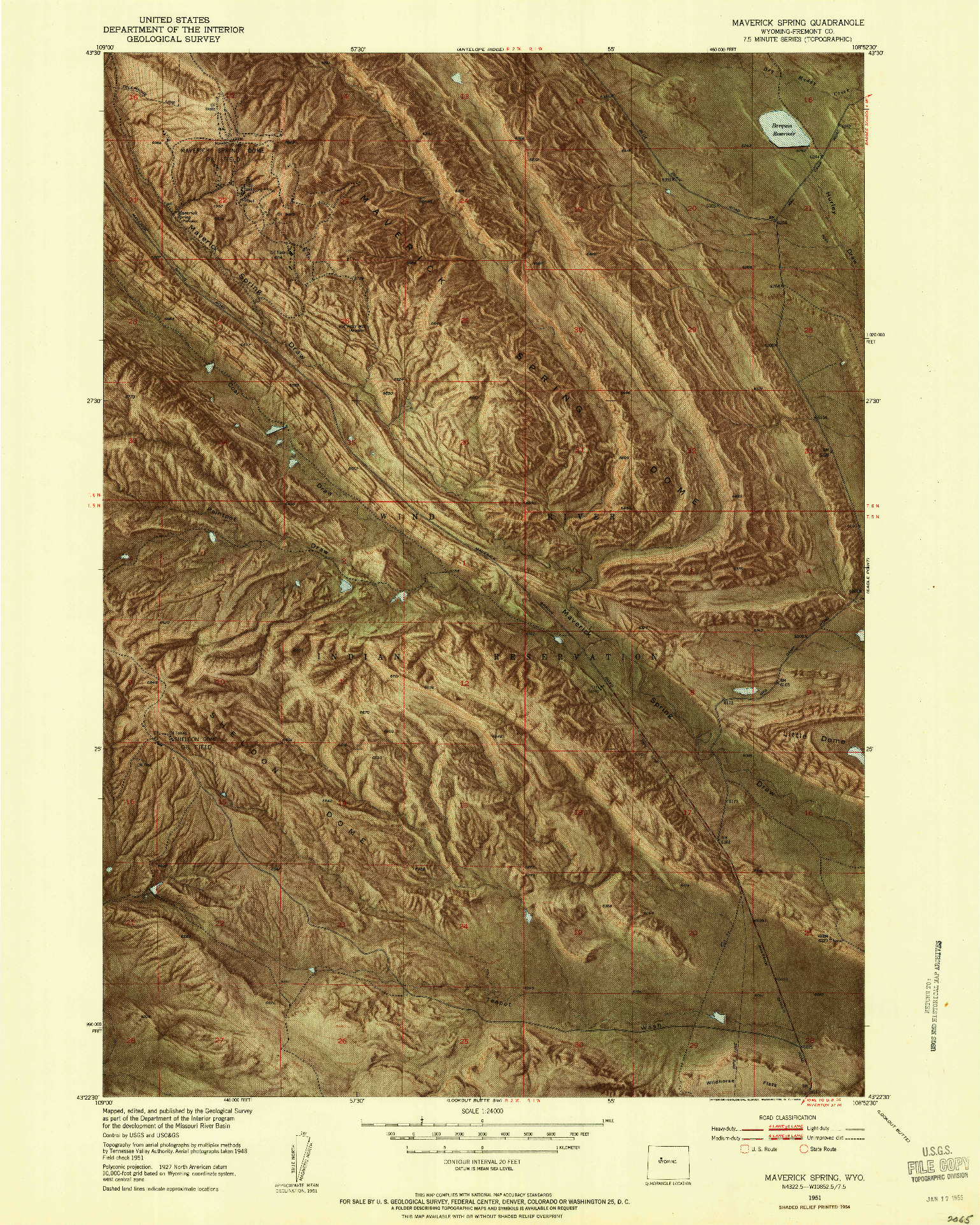 USGS 1:24000-SCALE QUADRANGLE FOR MAVERICK SPRING, WY 1951