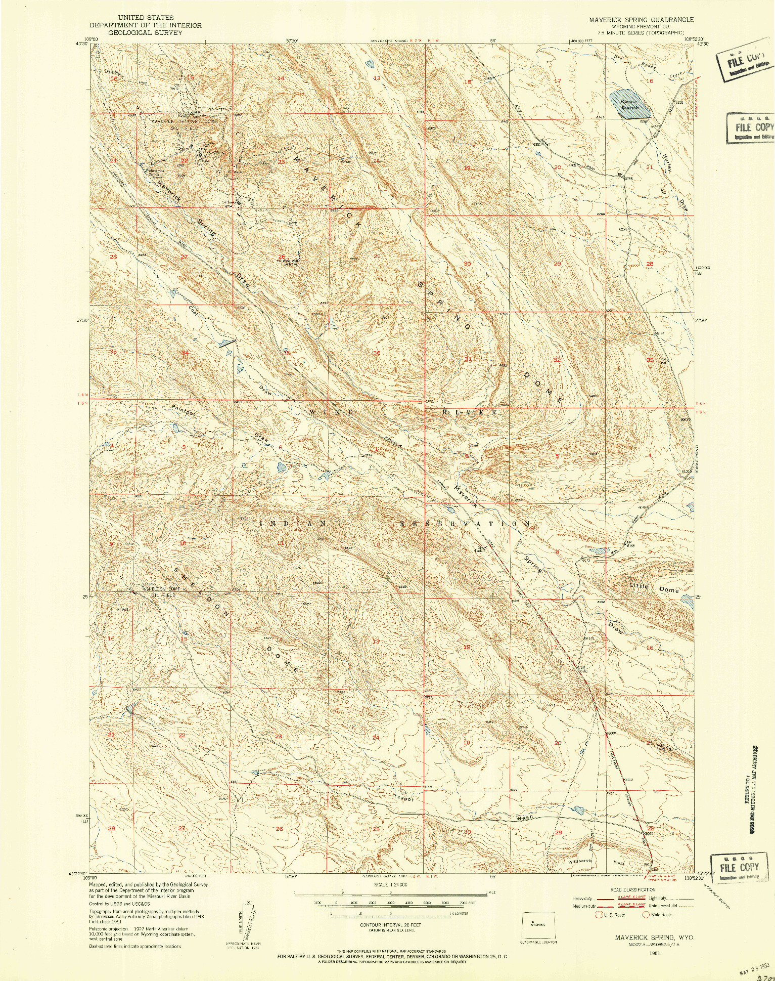 USGS 1:24000-SCALE QUADRANGLE FOR MAVERICK SPRING, WY 1951