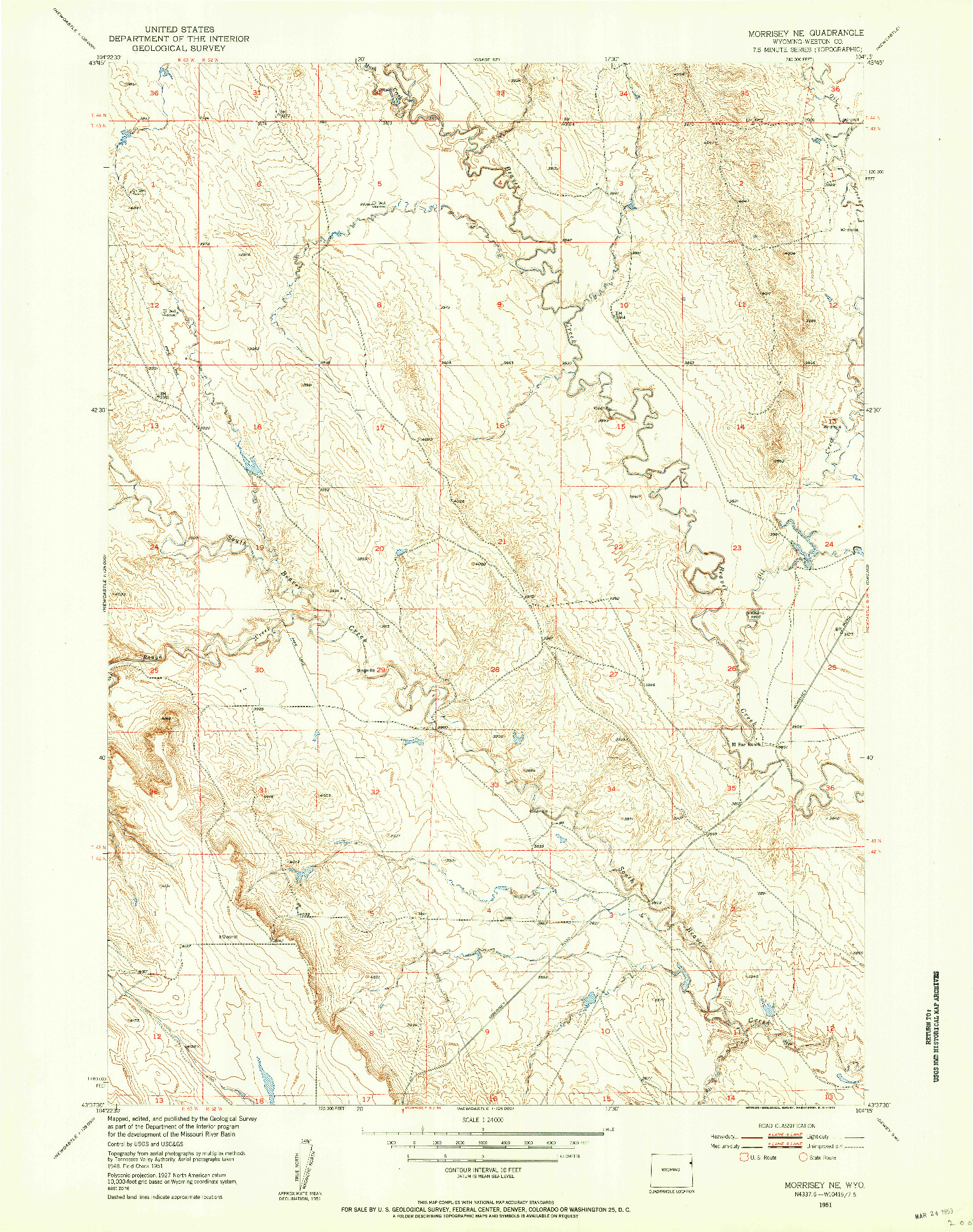 USGS 1:24000-SCALE QUADRANGLE FOR MORRISEY NE, WY 1951