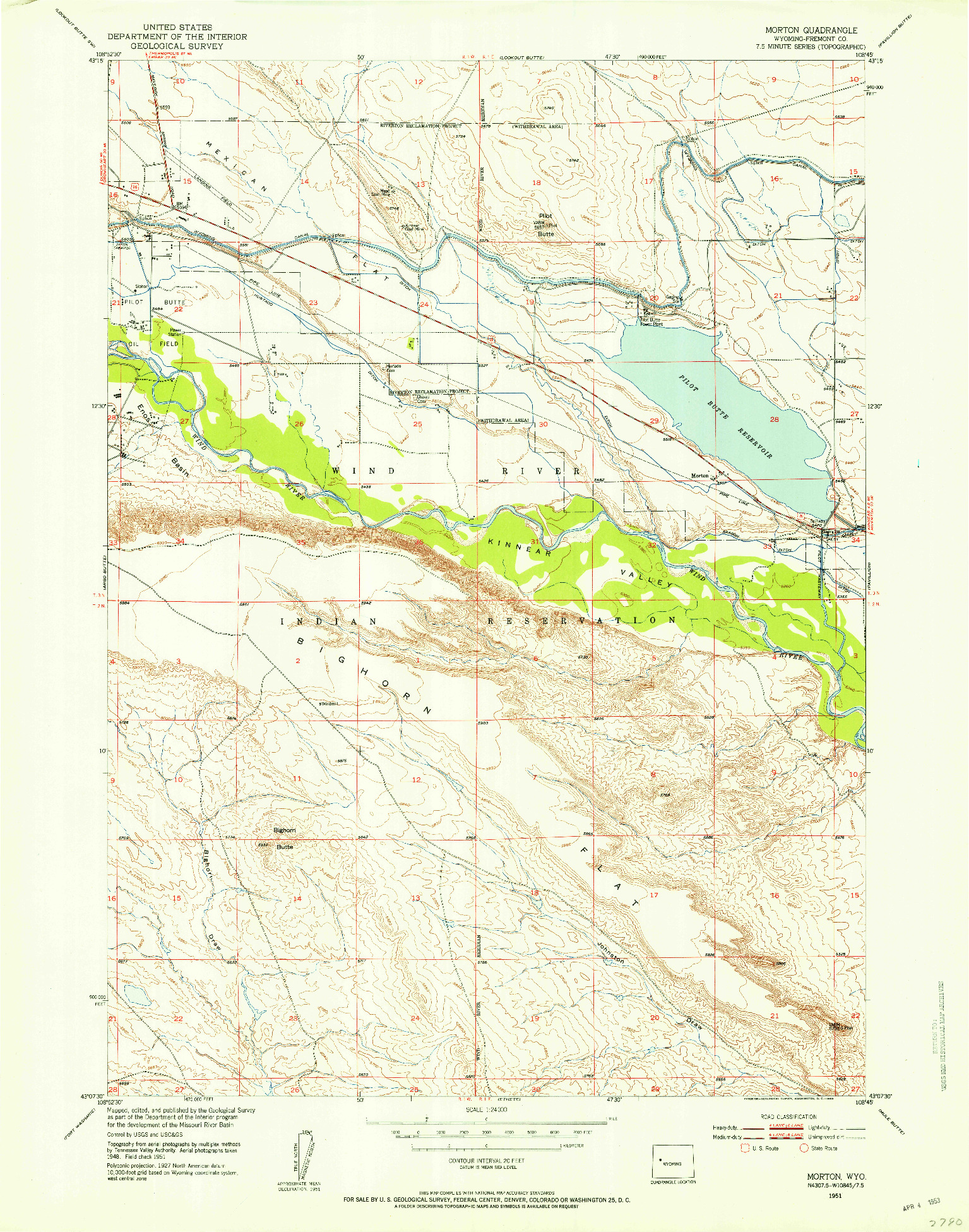 USGS 1:24000-SCALE QUADRANGLE FOR MORTON, WY 1951