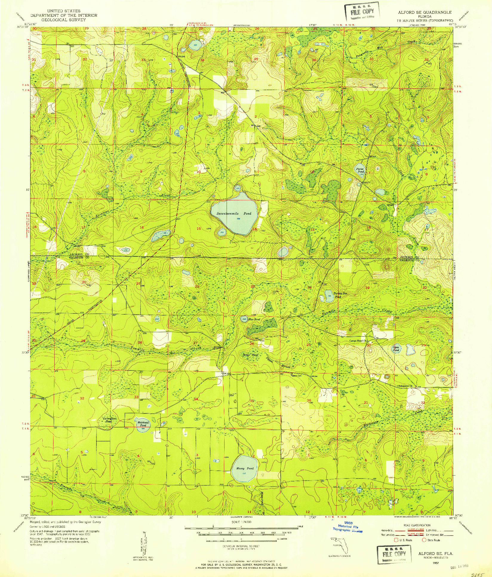 USGS 1:24000-SCALE QUADRANGLE FOR ALFORD SE, FL 1952