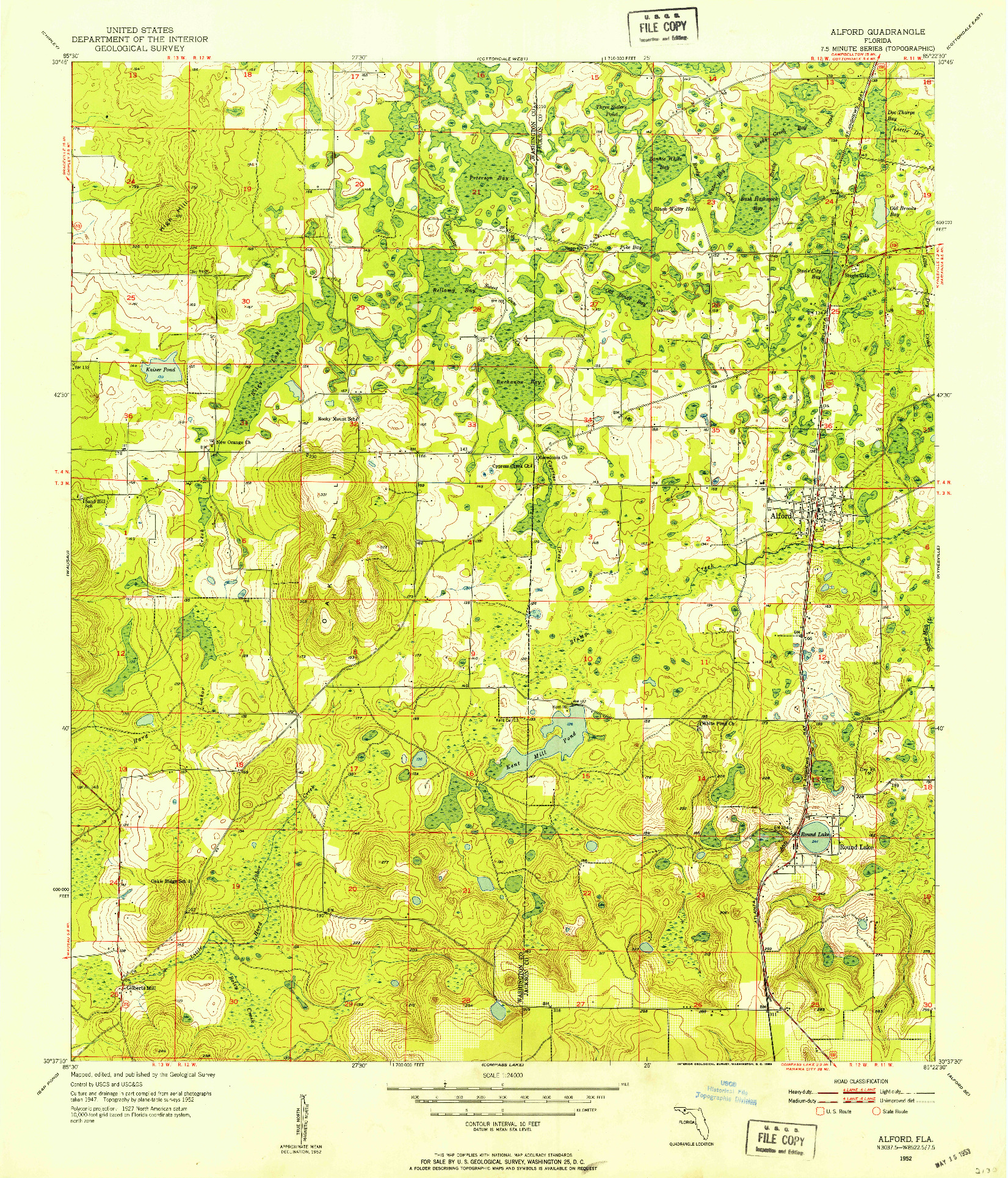 USGS 1:24000-SCALE QUADRANGLE FOR ALFORD, FL 1952