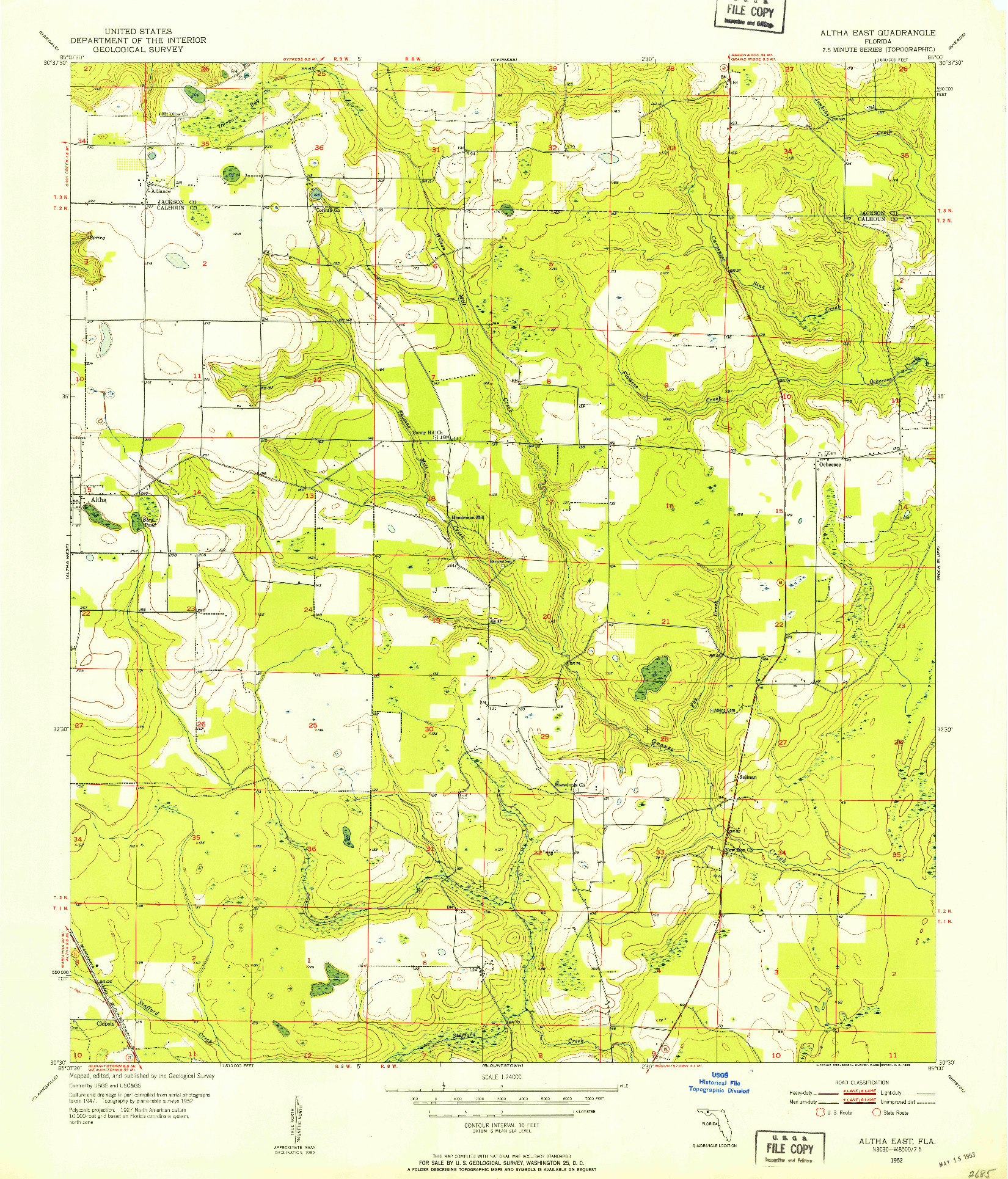 USGS 1:24000-SCALE QUADRANGLE FOR ALTHA EAST, FL 1952