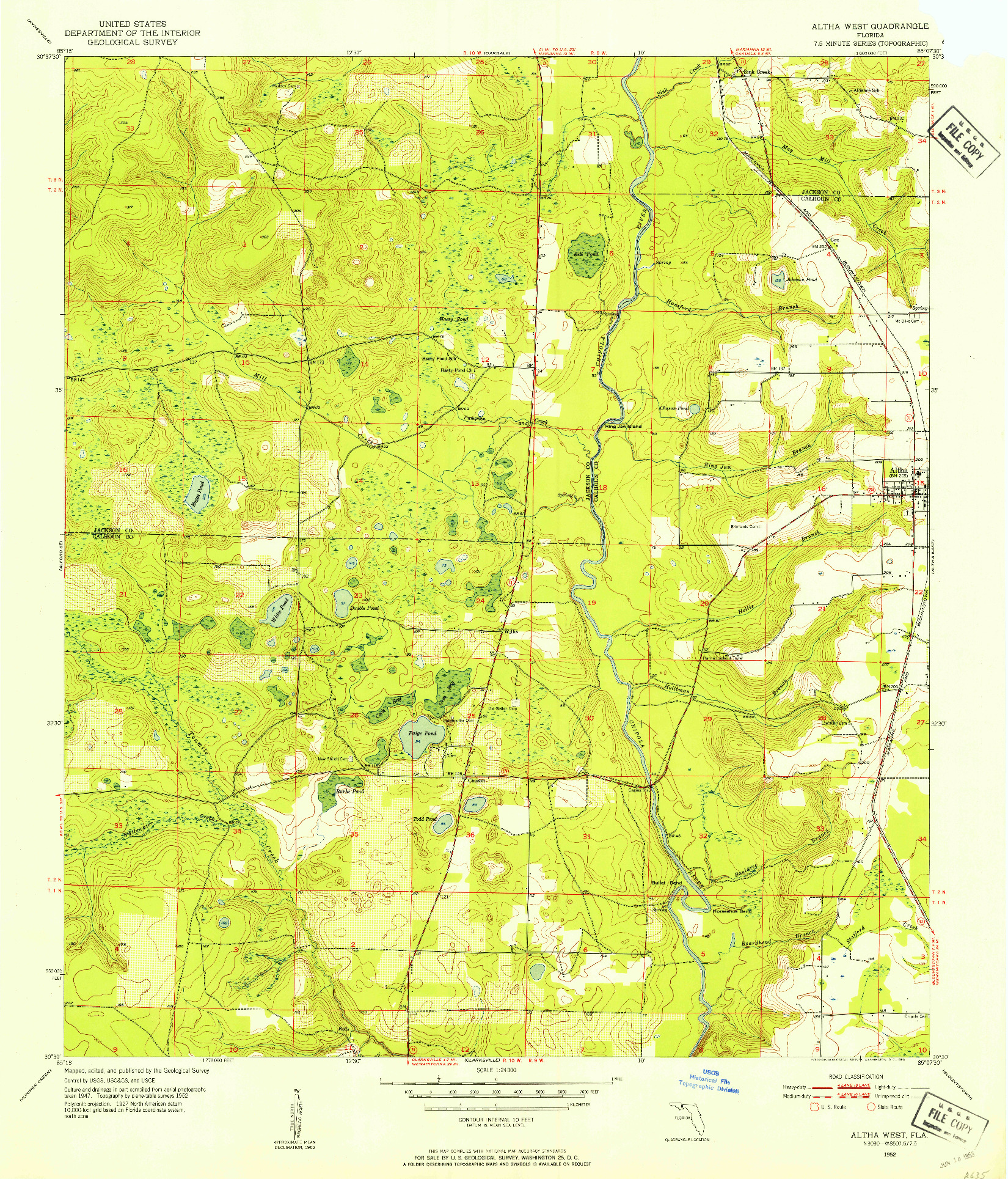 USGS 1:24000-SCALE QUADRANGLE FOR ALTHA WEST, FL 1952