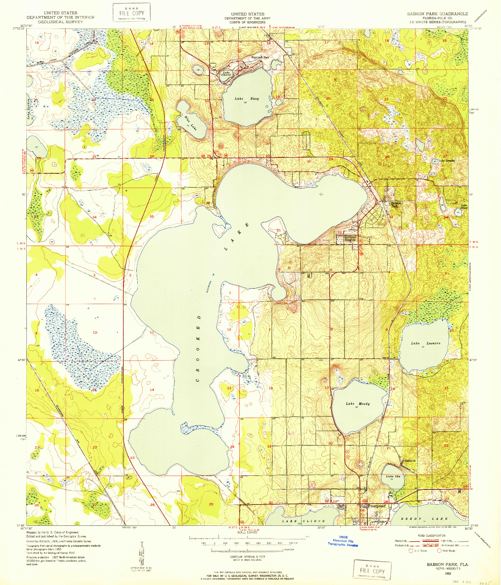 USGS 1:24000-SCALE QUADRANGLE FOR BABSON PARK, FL 1952