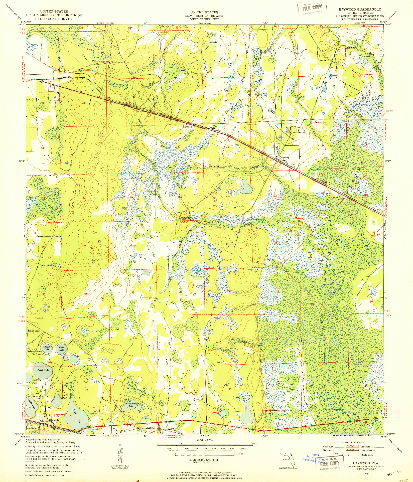 USGS 1:24000-SCALE QUADRANGLE FOR BAYWOOD, FL 1949