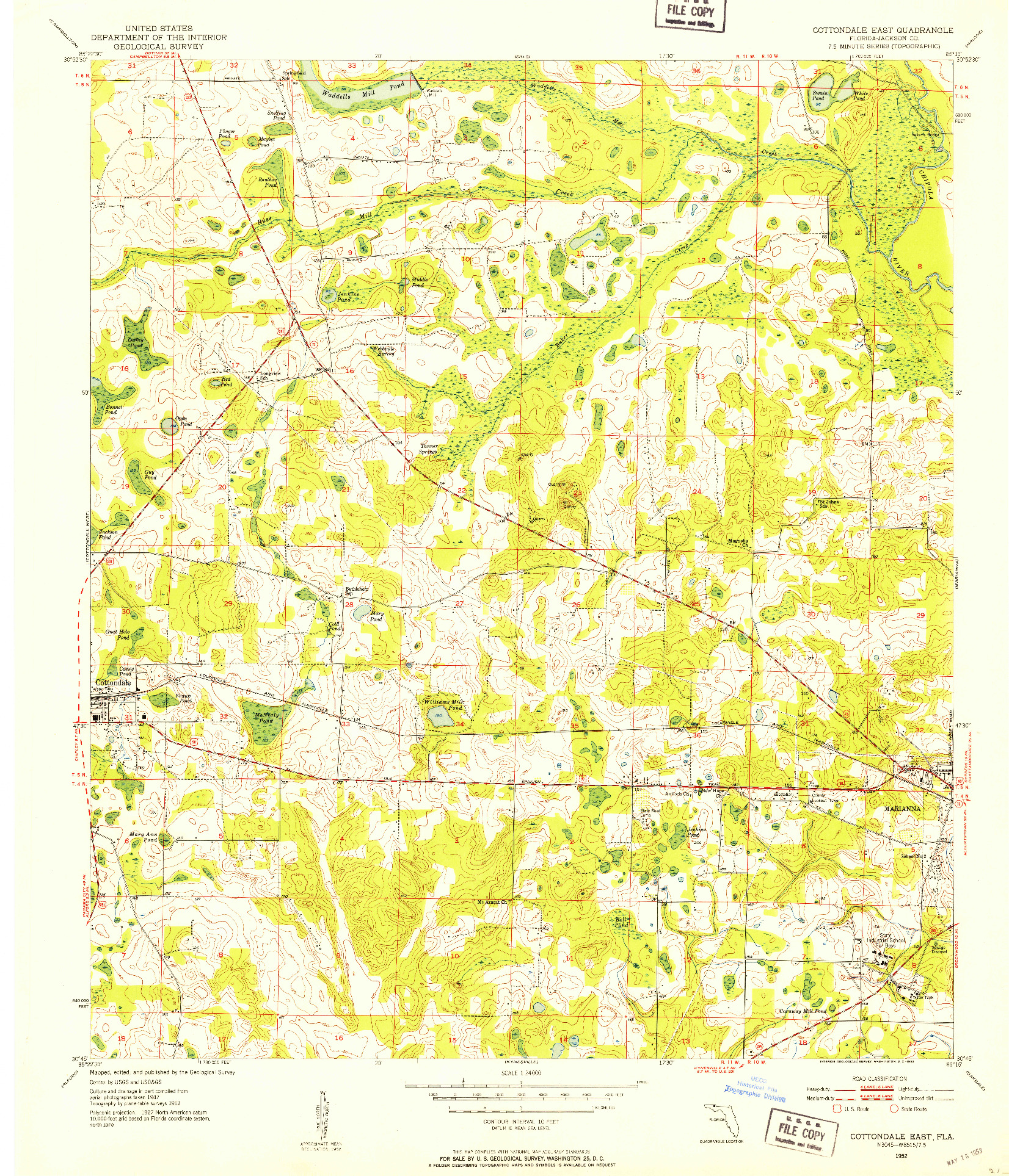 USGS 1:24000-SCALE QUADRANGLE FOR COTTONDALE EAST, FL 1952