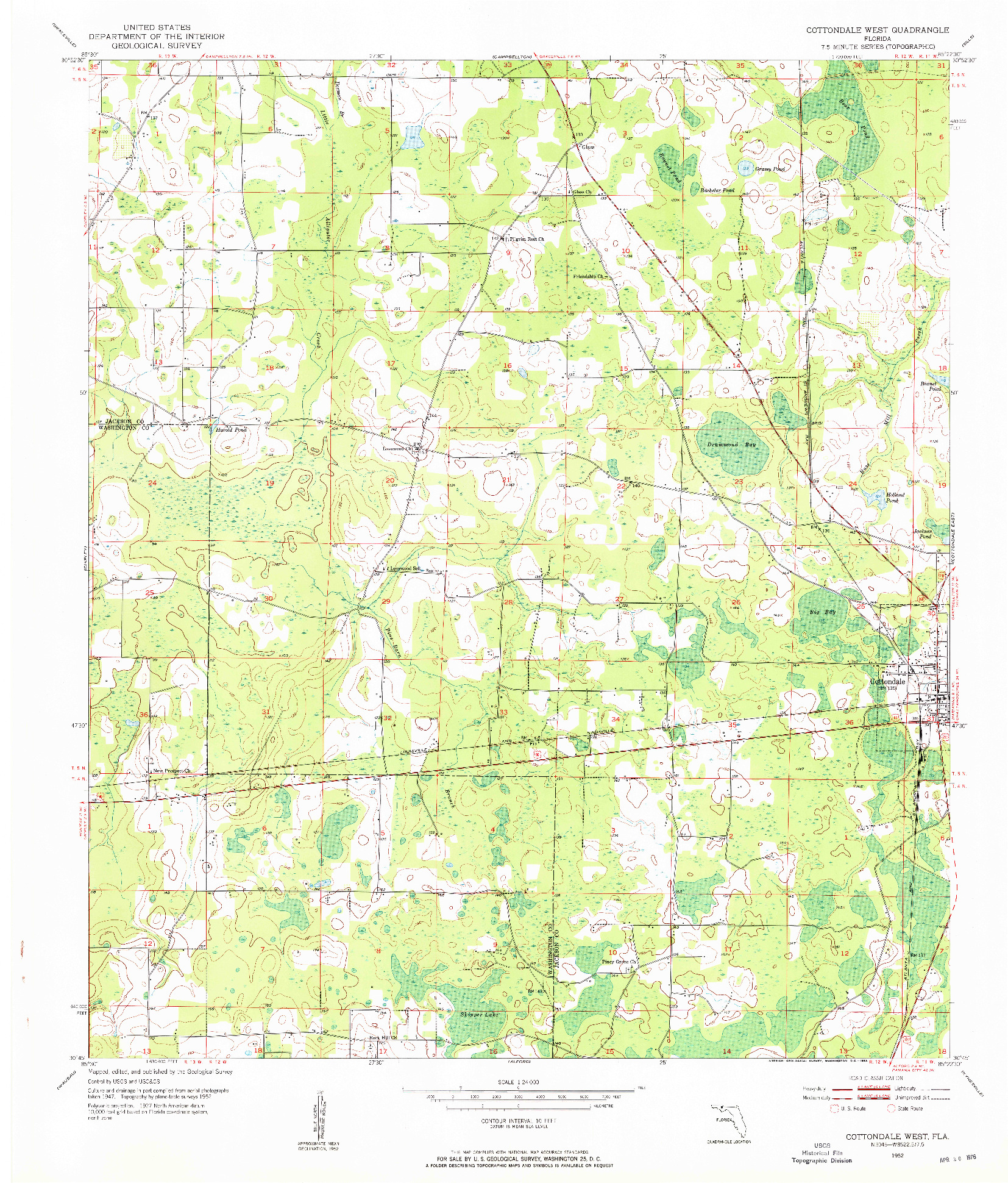 USGS 1:24000-SCALE QUADRANGLE FOR COTTONDALE WEST, FL 1952