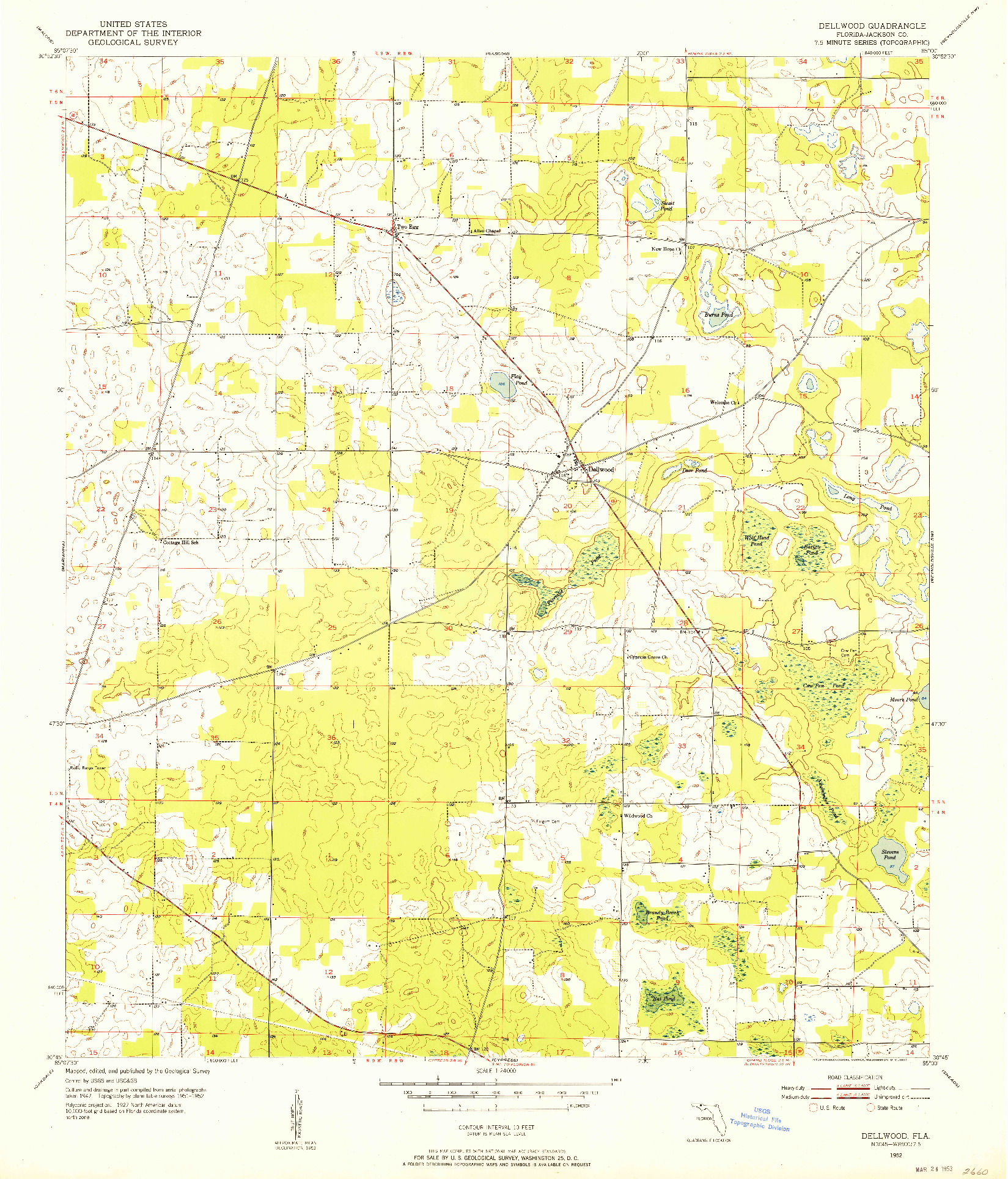USGS 1:24000-SCALE QUADRANGLE FOR DELLWOOD, FL 1952