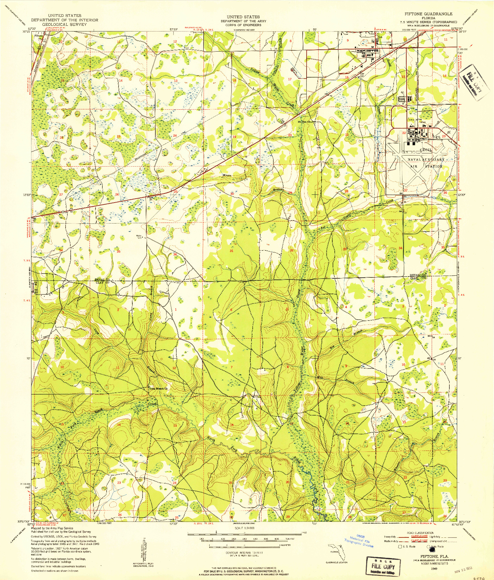 USGS 1:24000-SCALE QUADRANGLE FOR FIFTONE, FL 1949