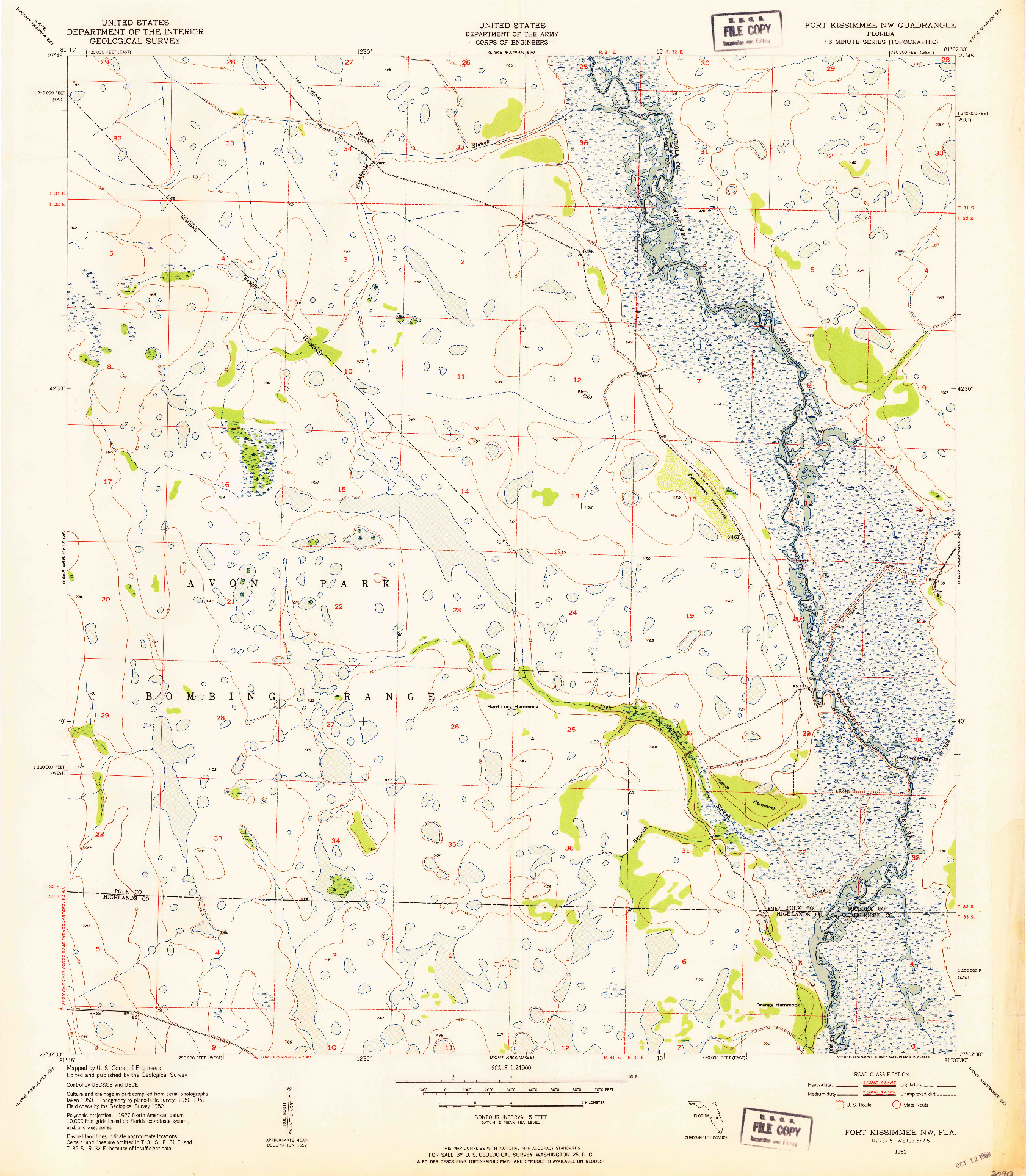 USGS 1:24000-SCALE QUADRANGLE FOR FORT KISSIMMEE NW, FL 1952