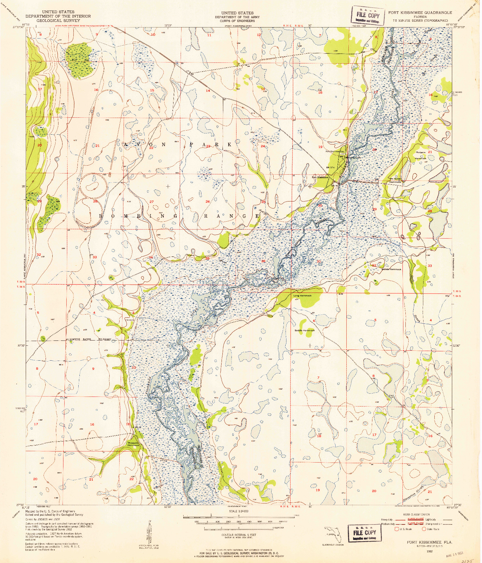 USGS 1:24000-SCALE QUADRANGLE FOR FORT KISSIMMEE, FL 1952