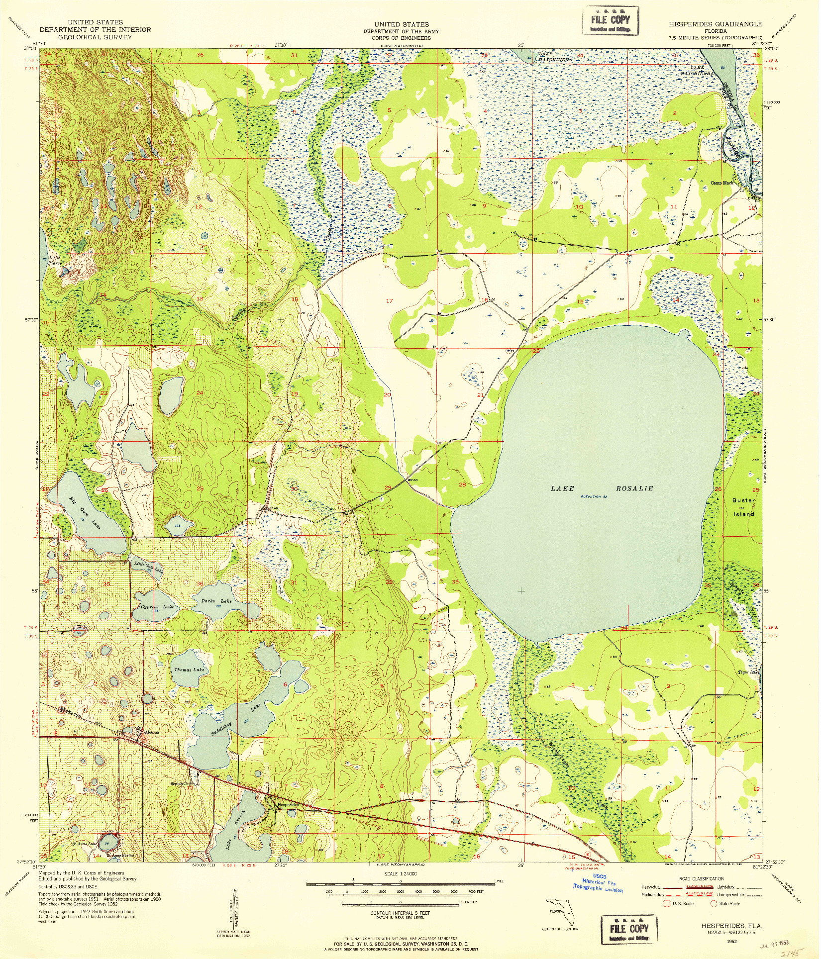 USGS 1:24000-SCALE QUADRANGLE FOR HESPERIDES, FL 1952