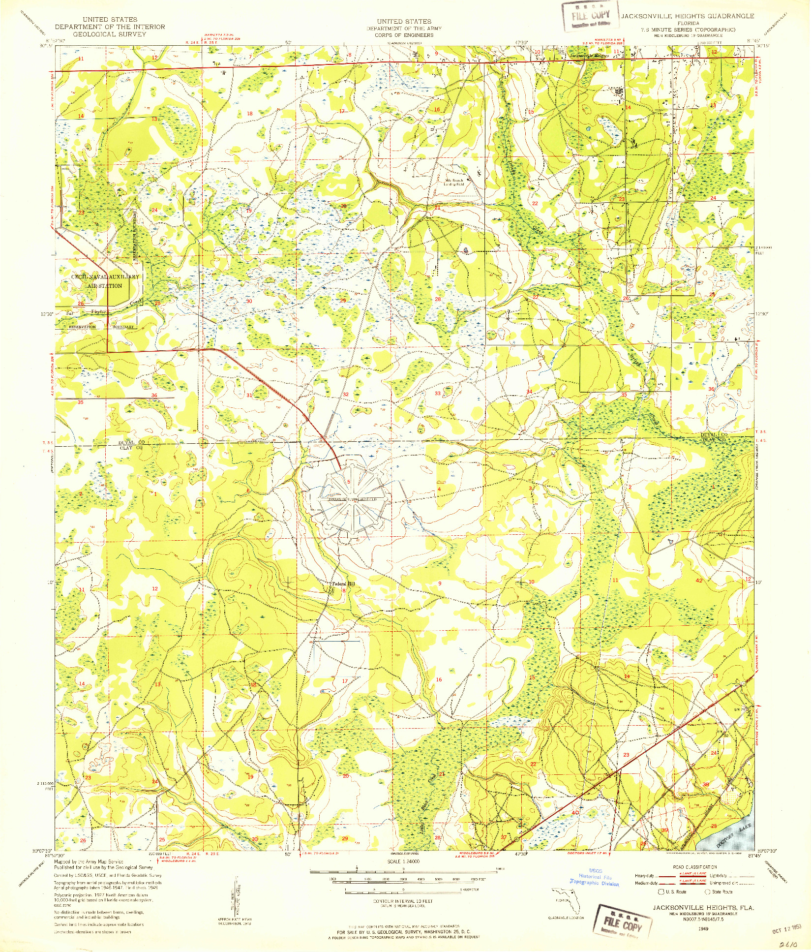 USGS 1:24000-SCALE QUADRANGLE FOR JACKSONVILLE HEIGHTS, FL 1949