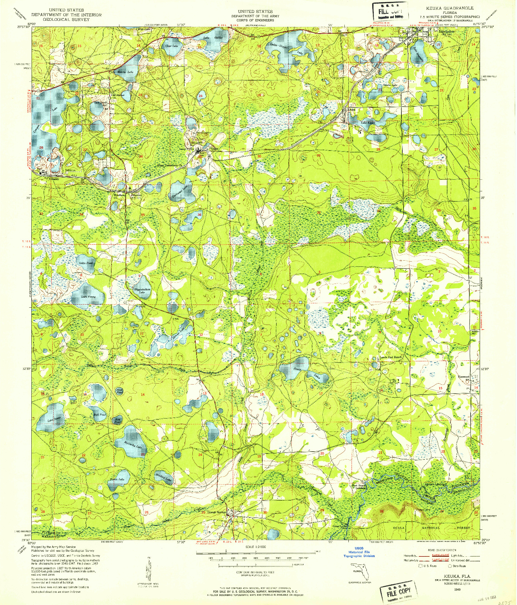 USGS 1:24000-SCALE QUADRANGLE FOR KEUKA, FL 1949