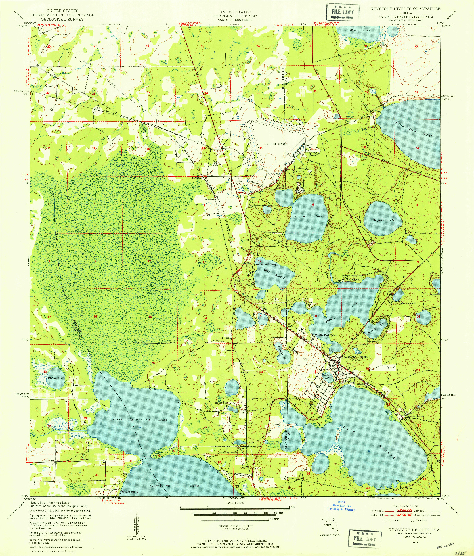 USGS 1:24000-SCALE QUADRANGLE FOR KEYSTONE HEIGHTS, FL 1949