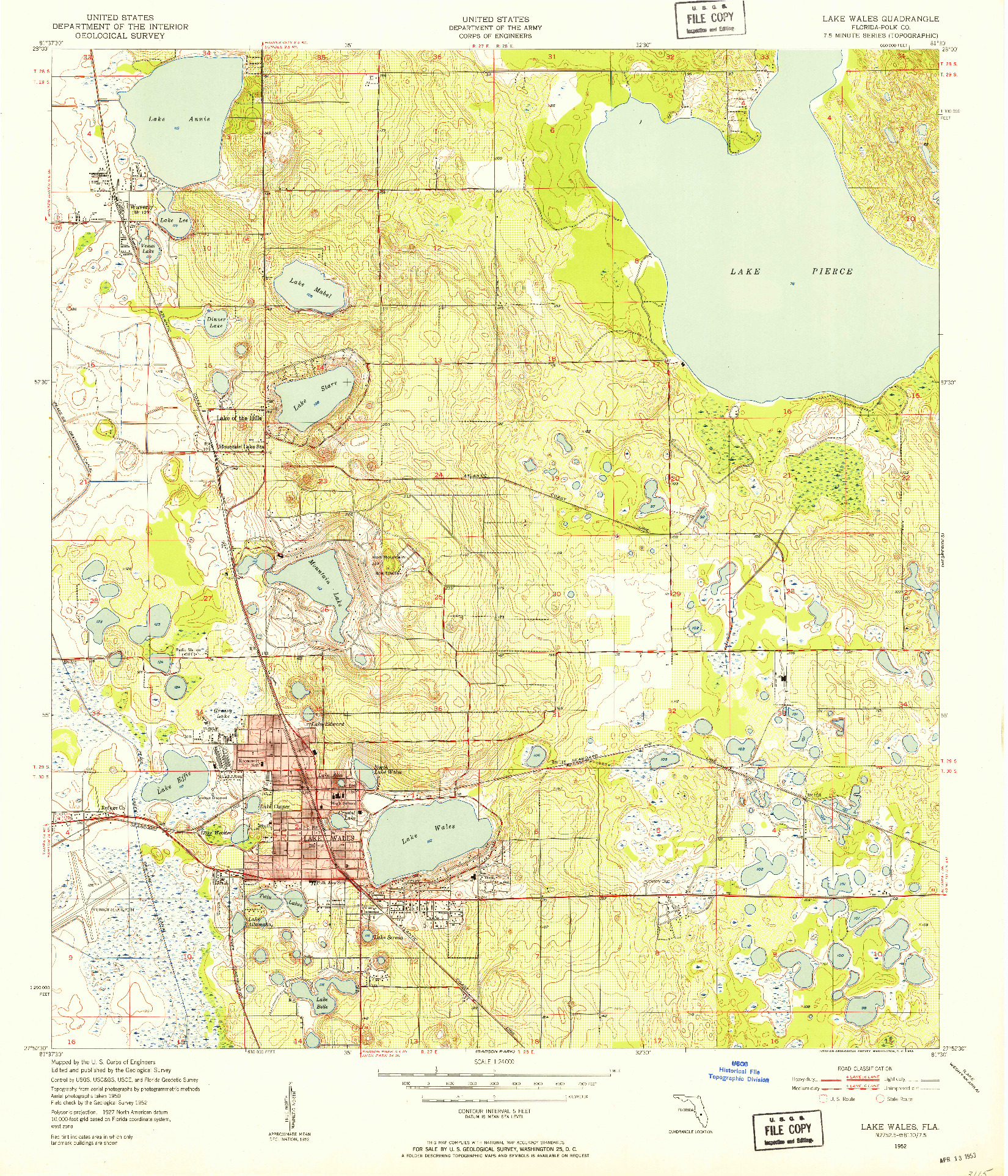 USGS 1:24000-SCALE QUADRANGLE FOR LAKE WALES, FL 1952