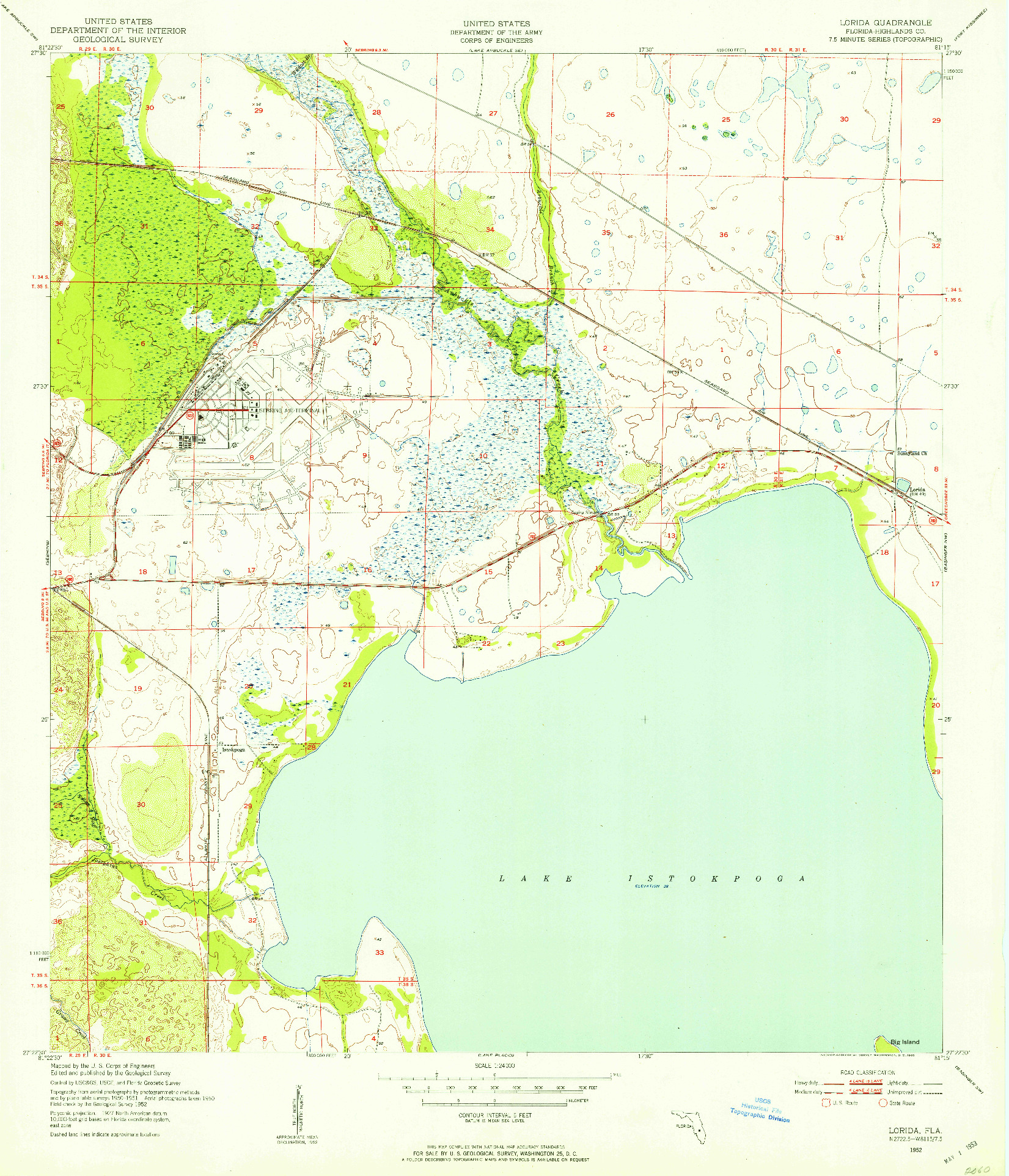 USGS 1:24000-SCALE QUADRANGLE FOR LORIDA, FL 1952