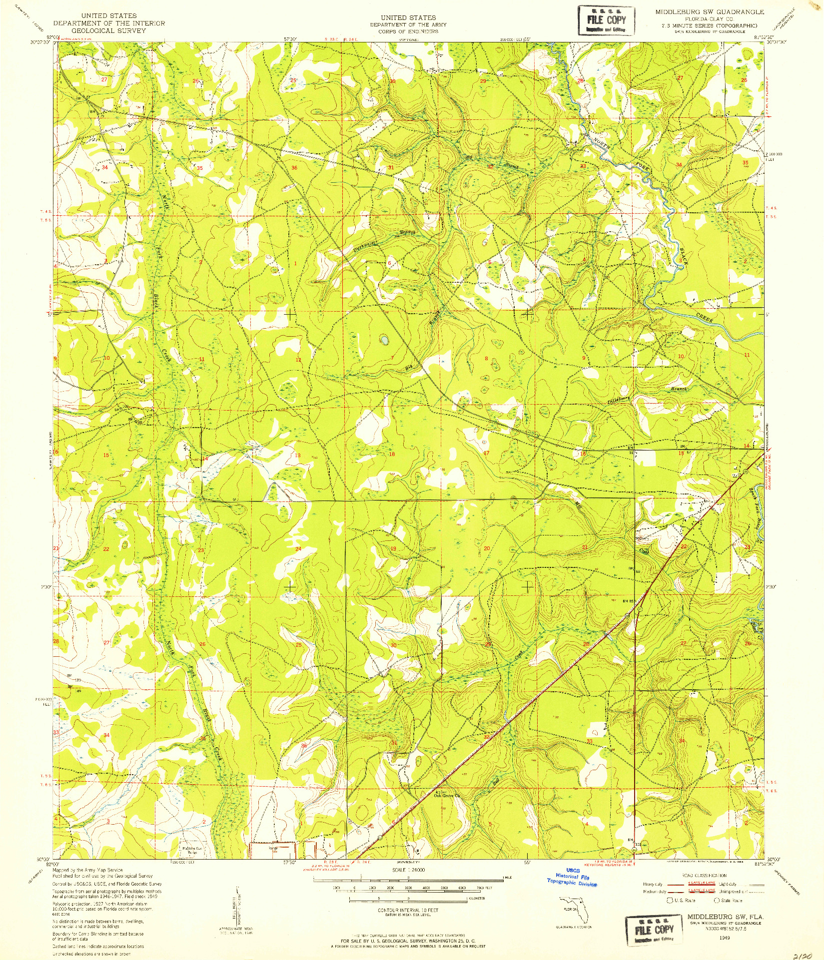 USGS 1:24000-SCALE QUADRANGLE FOR MIDDLEBURG SW, FL 1949