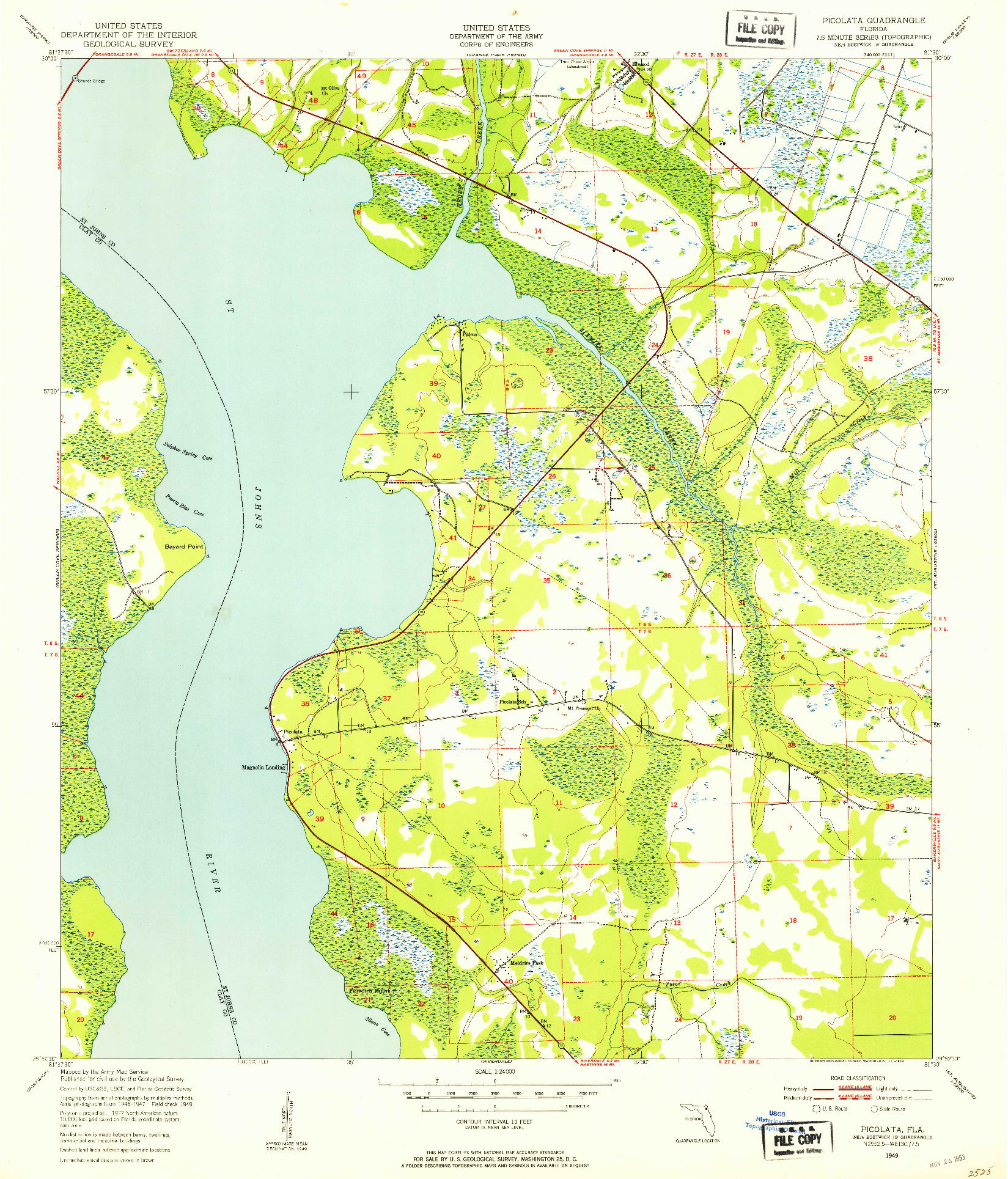 USGS 1:24000-SCALE QUADRANGLE FOR PICOLATA, FL 1949