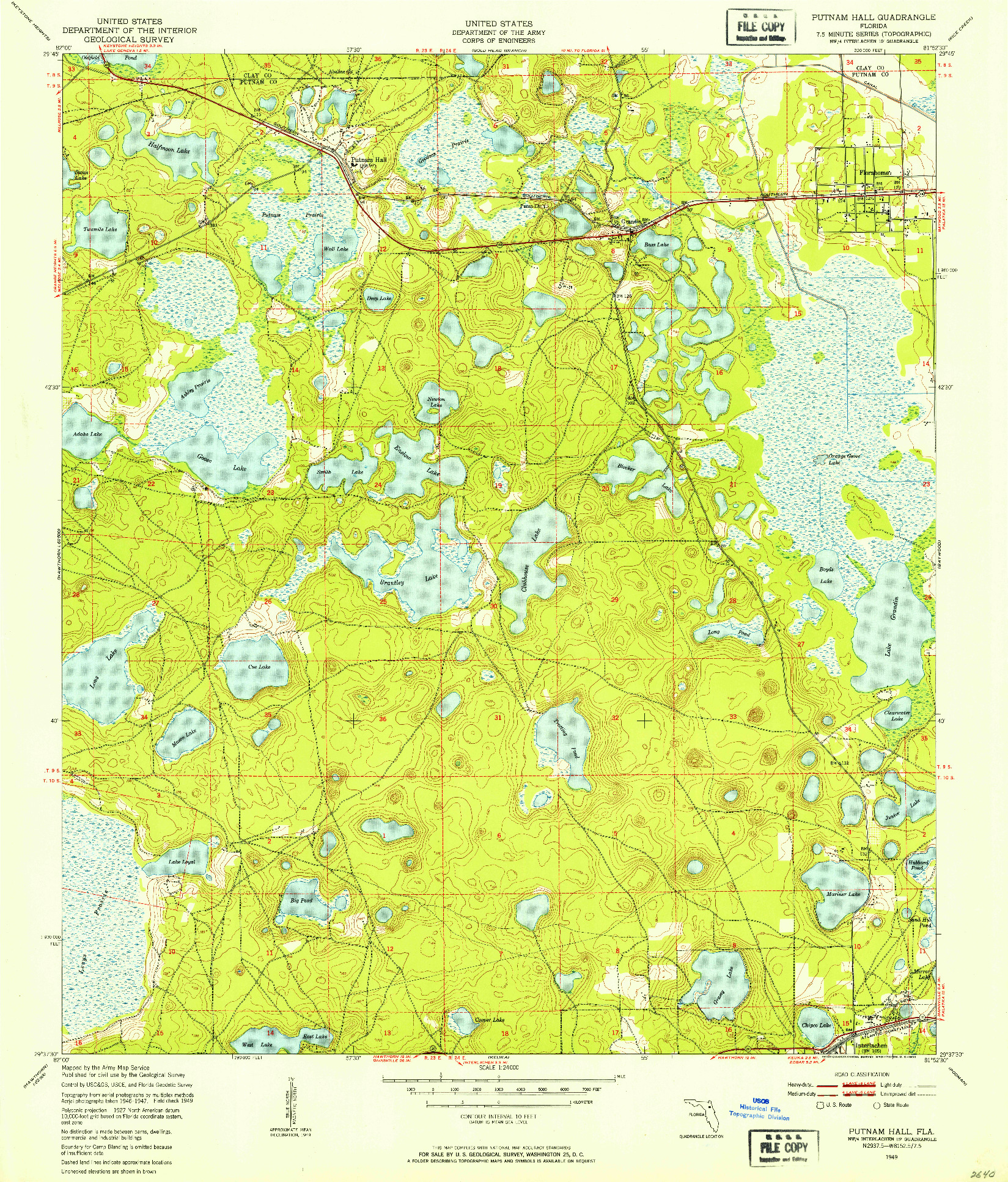USGS 1:24000-SCALE QUADRANGLE FOR PUTNAM HALL, FL 1949