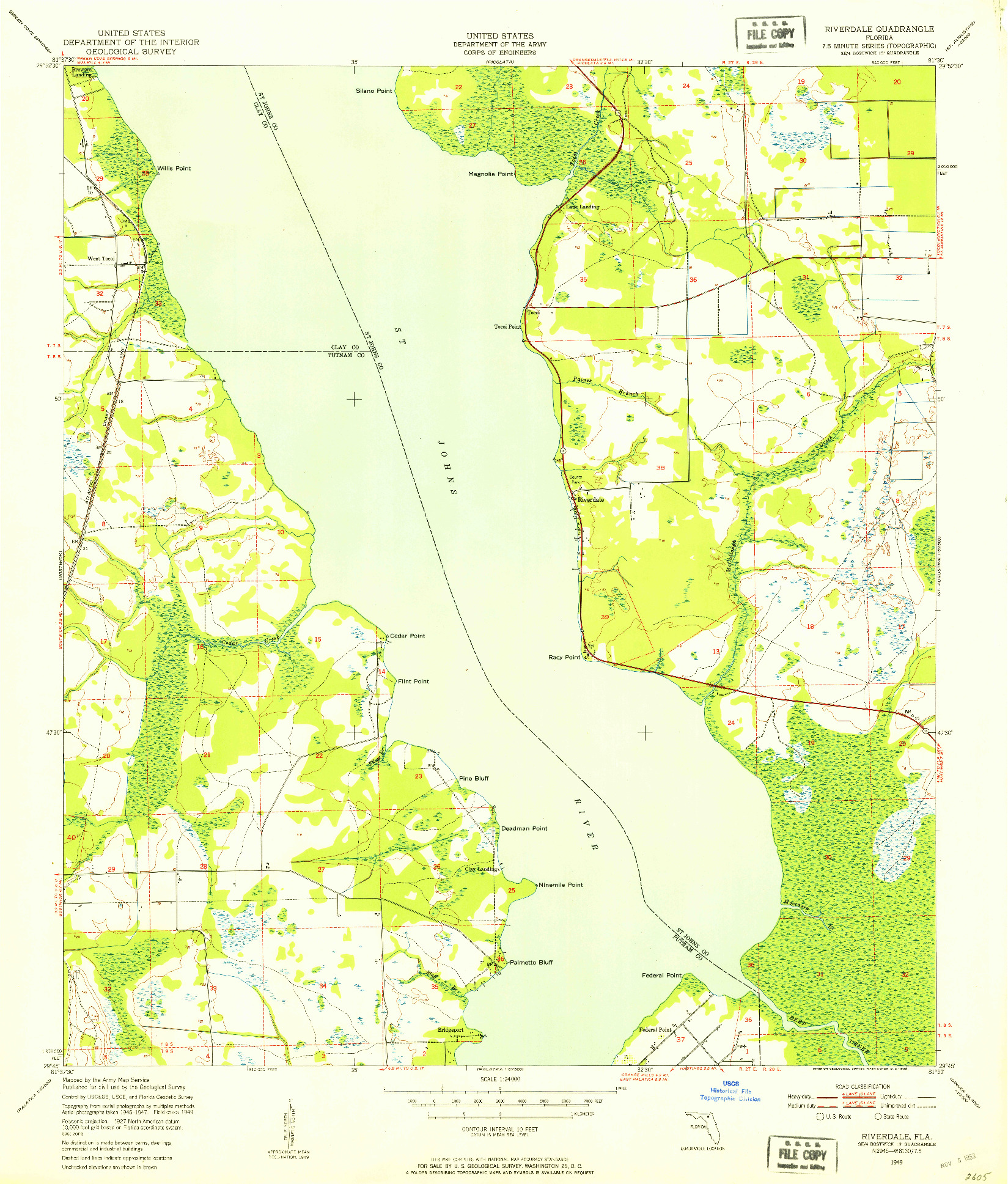 USGS 1:24000-SCALE QUADRANGLE FOR RIVERDALE, FL 1949