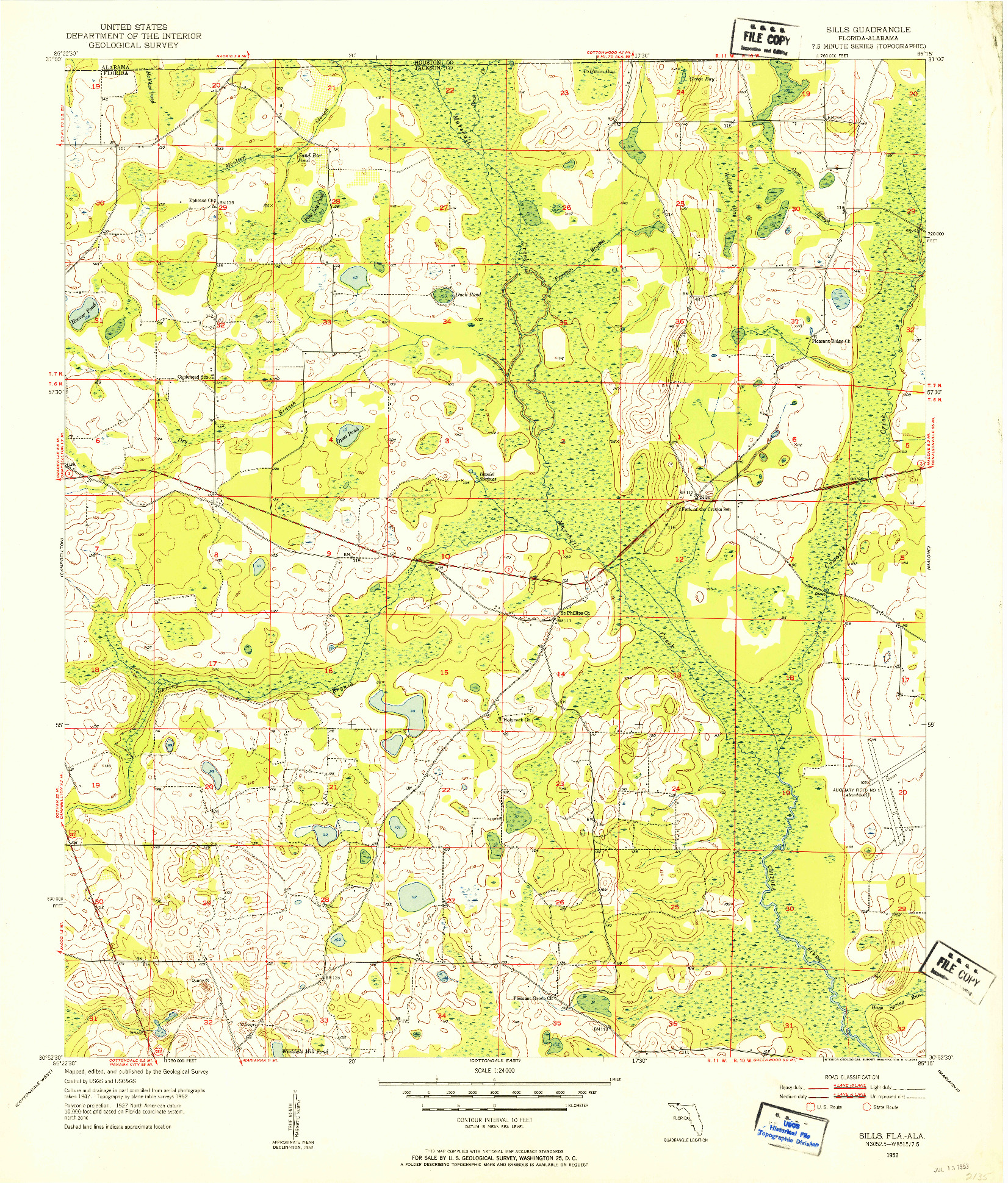 USGS 1:24000-SCALE QUADRANGLE FOR SILLS, FL 1952